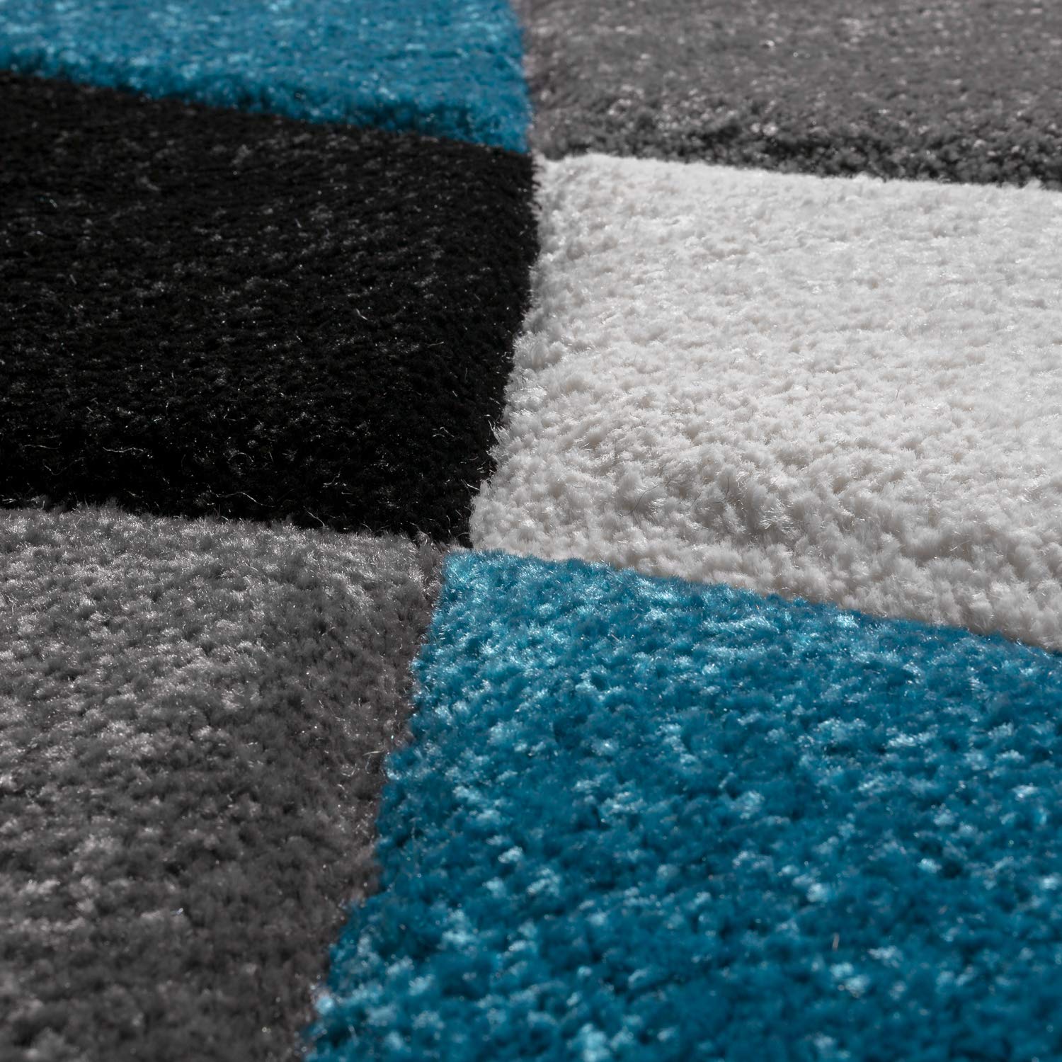 Paco Home Designer Teppich Modern Geometrische Muster Konturenschnitt In Türkis Grau Schwarz, Grösse:160x230 cm