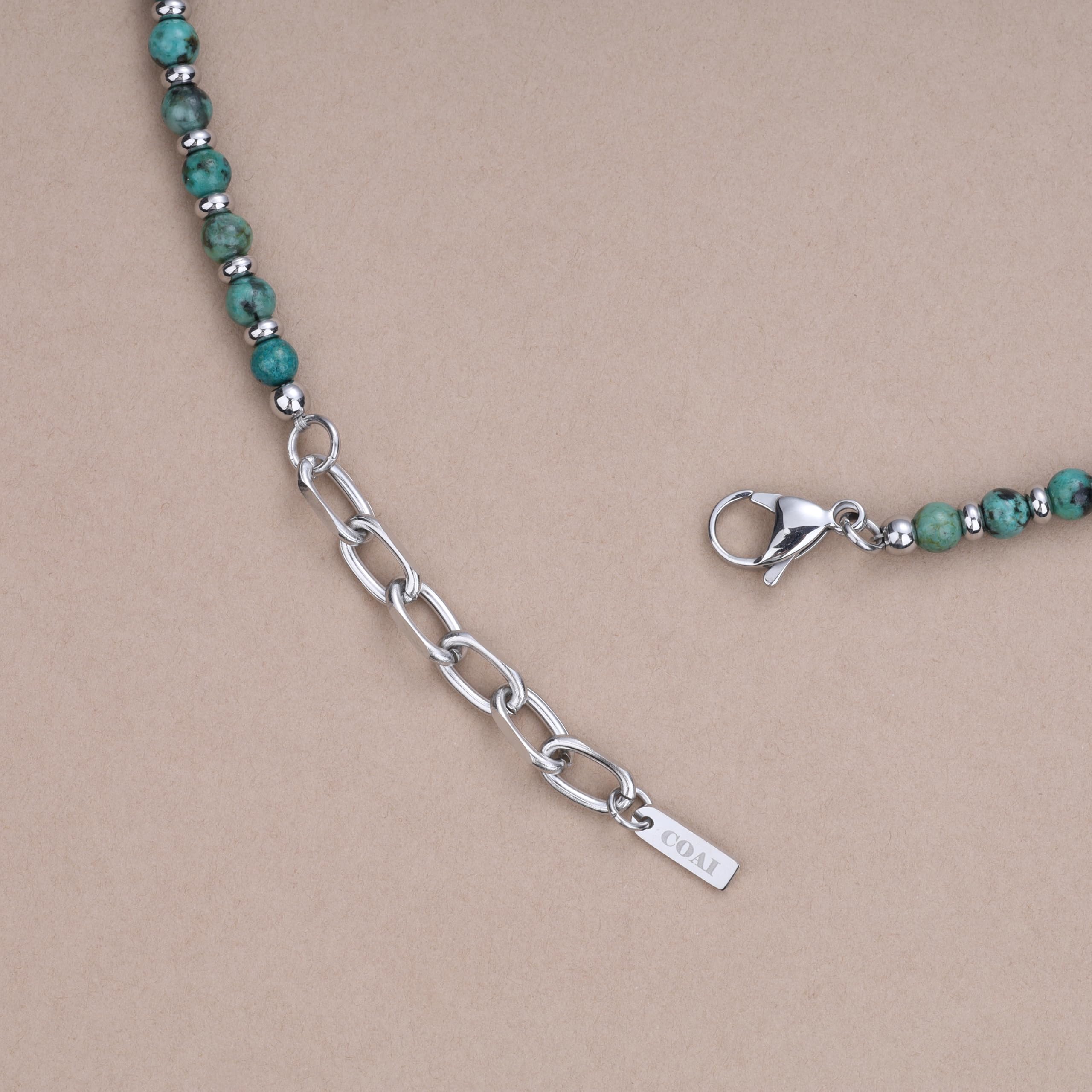 COAI Collana Unisex con Perle di Pietre Naturali e Acciaio Inox, Collana Uomo Donna Pietre Dure