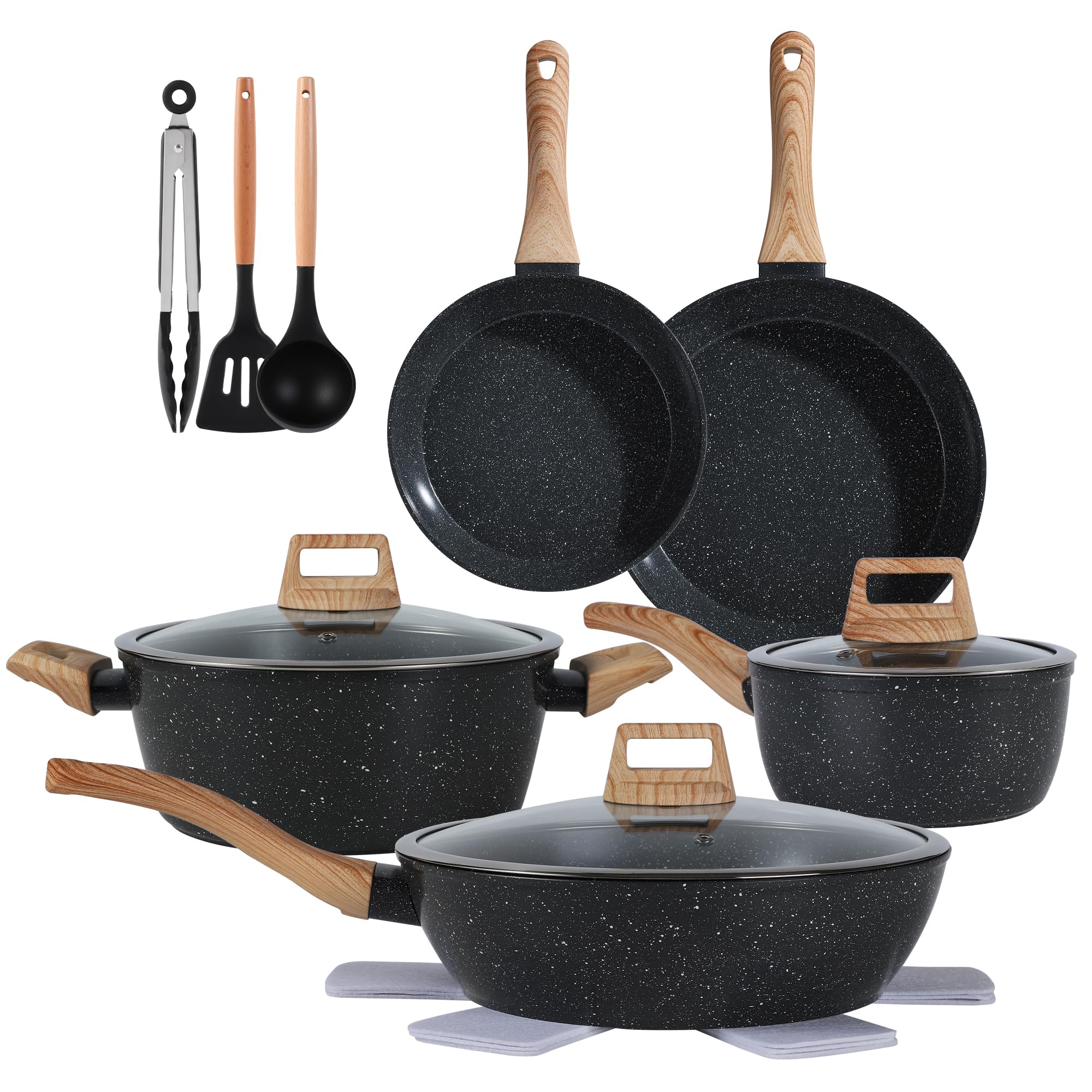 Anymark 15pc Ceramic Non-Stick Cookware Set