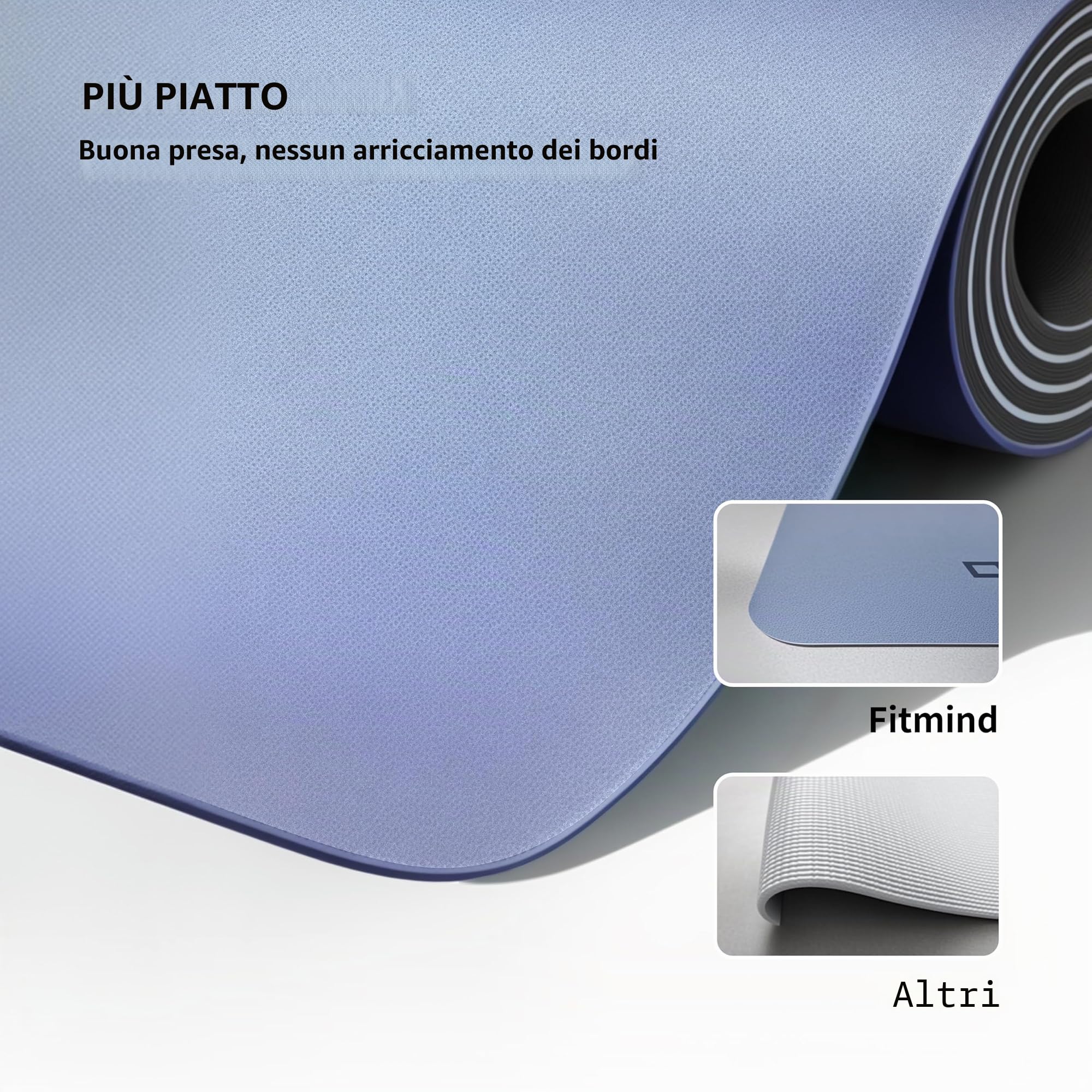PU Tappetino Palestra, Tappeto Pilates Spesso, Tappetino per Yoga Antiscivolo, Tappetino Yoga Professionale per allenamento, sport, turn, pilates, con tracolla, 183 x 60 x 0,5 cm