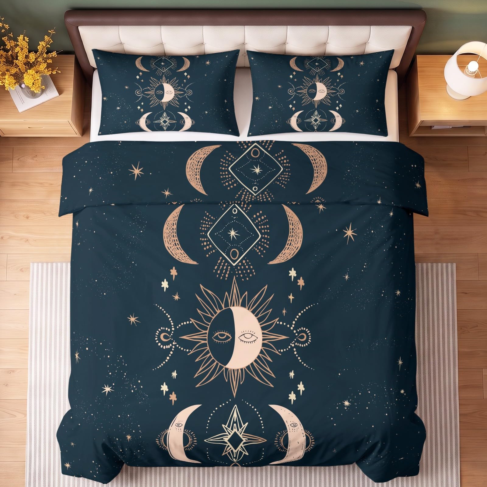 Zestaw pościeli z mikrofibry z nadrukiem artystycznej astrologii 240 x 220