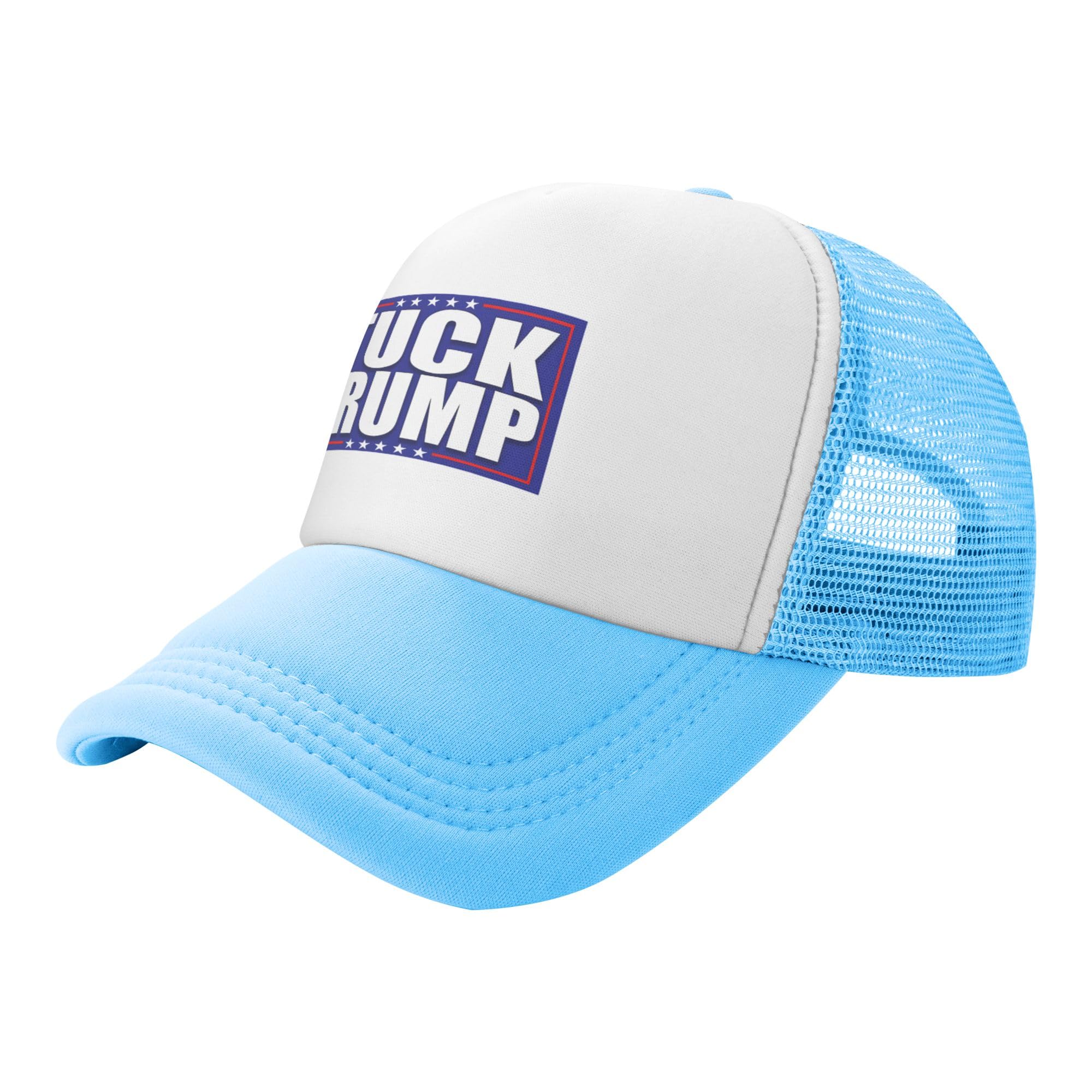 Vetrova Fuck 47 Anti Fascist Trucker Hat Resist Fascism Baseball Cap Mesh Back Adjustable Hats for Kids - Sky Blue