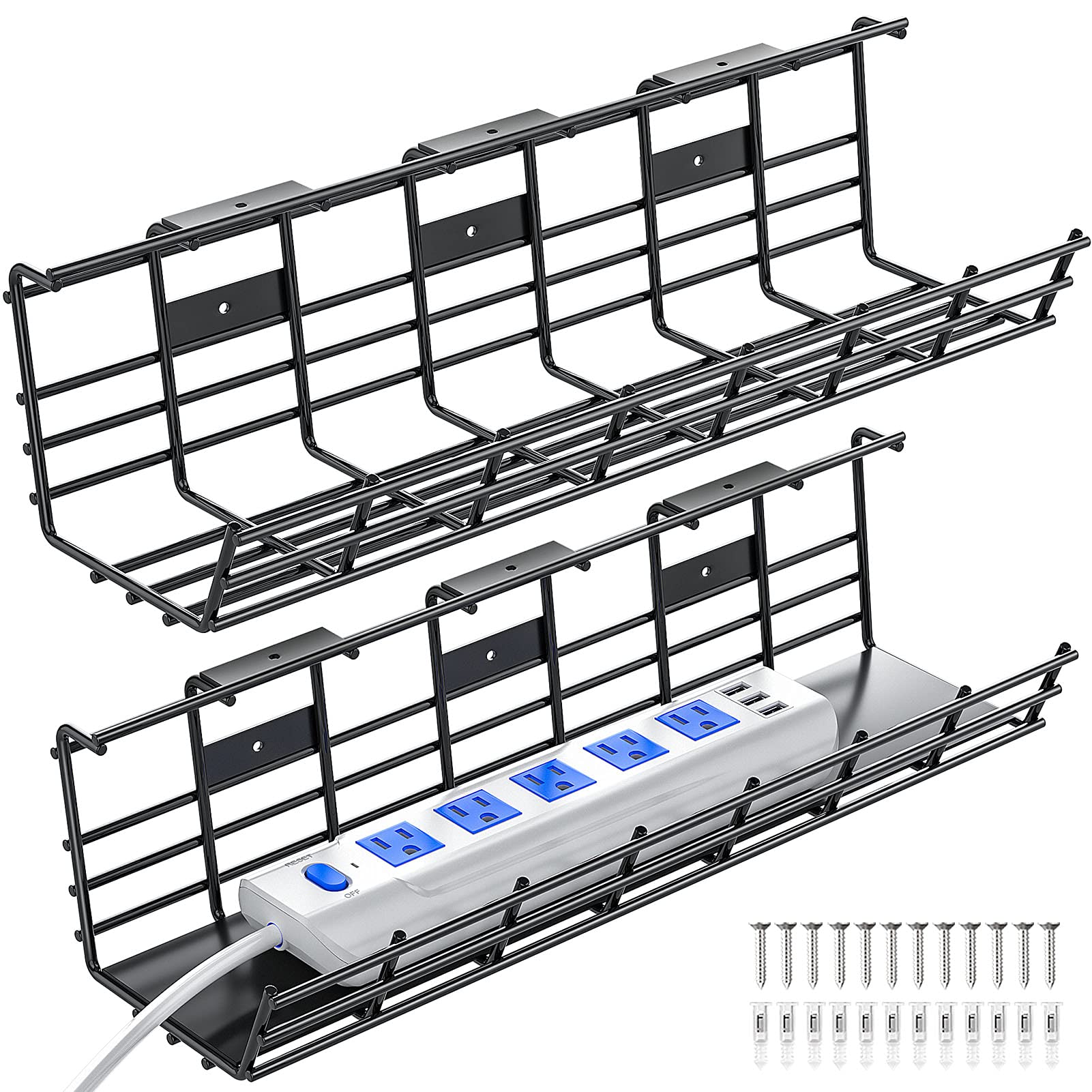 Buy Under Desk Cable Management Tray, Delamu Cable Management Under