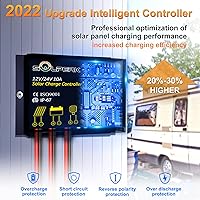Vista 3 de Kit de panel solar de 30 W de 12 V, cargador de panel solar monocristalino fuera de la red con controlador impermeable inteligente + soporte