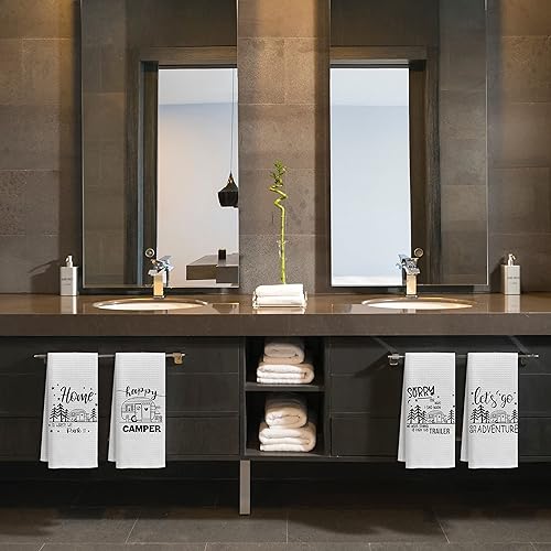 Miniatura 4 de Voatok Let's Go On an Adventure Happy Camper - Toalla de baño para campamento, regalo inspirador para campistas, juego de 4 toallas decorativas