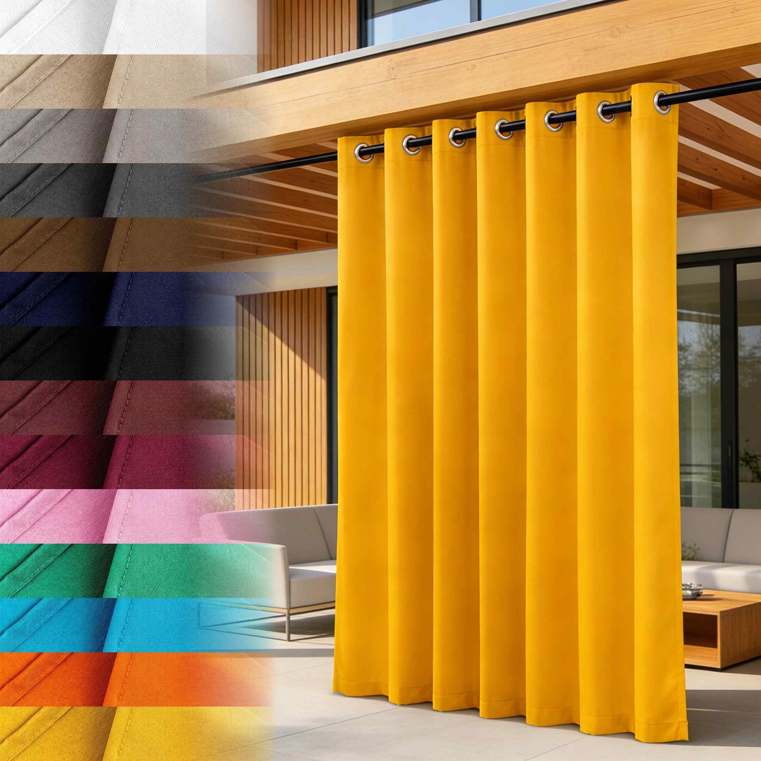 Outdoor Vorhang Grün 155x260 cm UV-beständig farbecht XXL | Polyester Oxford 500D wetterfest UV-Schutz · bodenlange 260 cm · für Pergola, Pavillon, Veranda, Pool, Patio