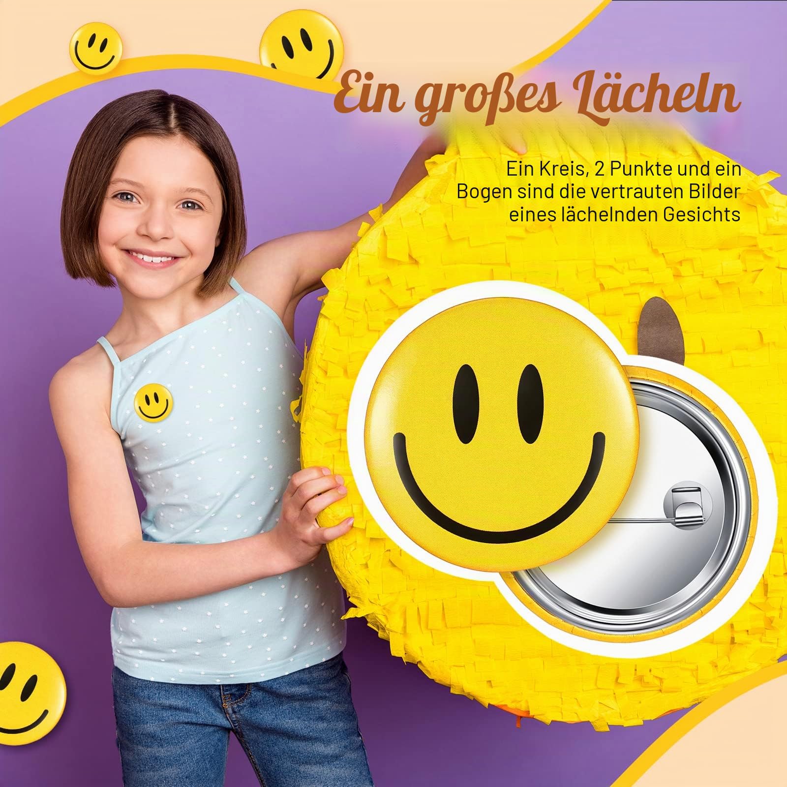 200 Stück Happy Smile Face Button Pin Retro Pinback Buttons Badge Classic Smile Face Pin für Rucksäcke Zubehör Damen Neuheit Knöpfe und Anstecknadeln, 3,2 cm Durchmesser