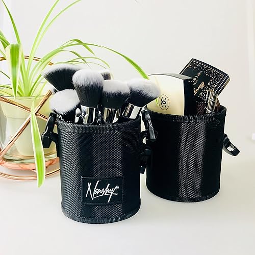 Miniatura 9 de Nanshy Soporte para brochas de maquillaje de viaje con tapa, grande, estuche para brochas de maquillaje para MUA - Bolsa organizadora de brochas de