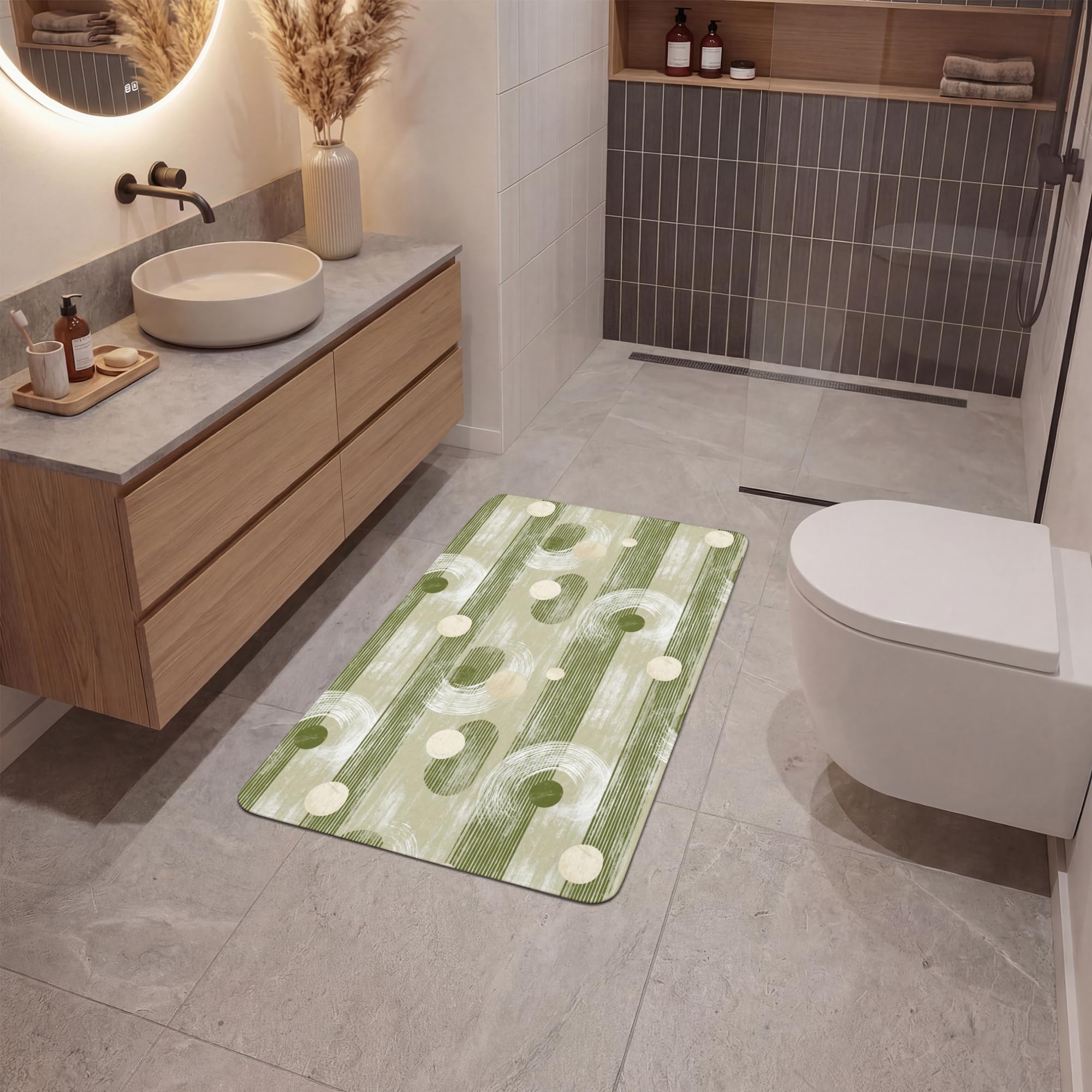 Tappeti Bagno Tappetino Doccia Assorbente Bath Mat Decorazioni | 60x90 cm - Rettangolare - Memory Foam Tappeto Lavabile Moderni Artistico - Moderno - Verde