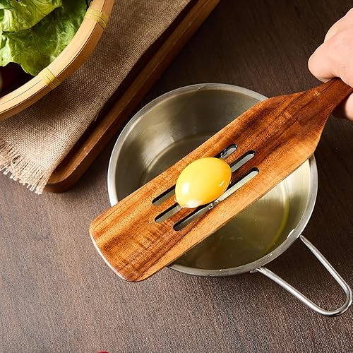 Miniatura 5 de Juego de utensilios de cocina de madera de 12 piezas, cucharas de cocina de madera de teca para sartenes antiadherentes