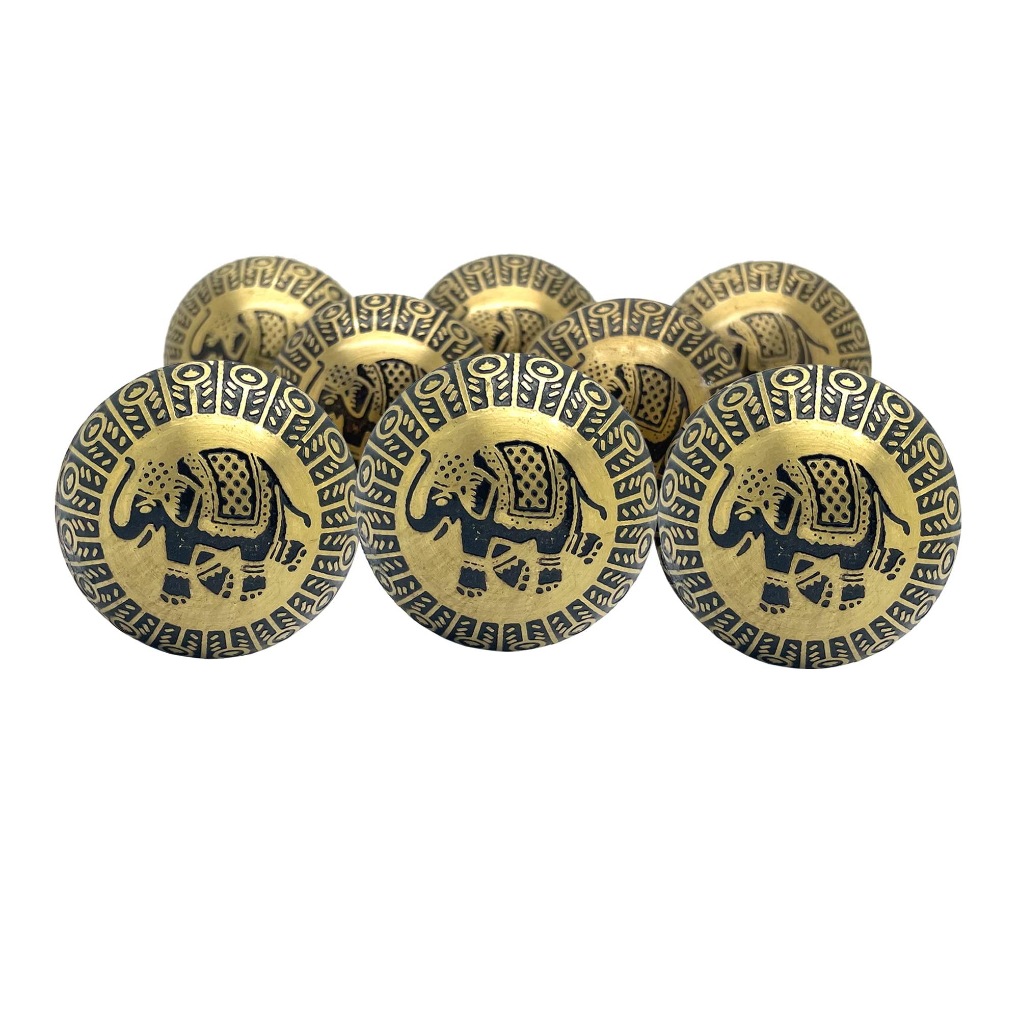 JP Hardware Mughal Knobs for Cabinets and Cupboards (Multicolour, Standard) - Pack of 8, Finish Type - Polished (Elephant Brass)