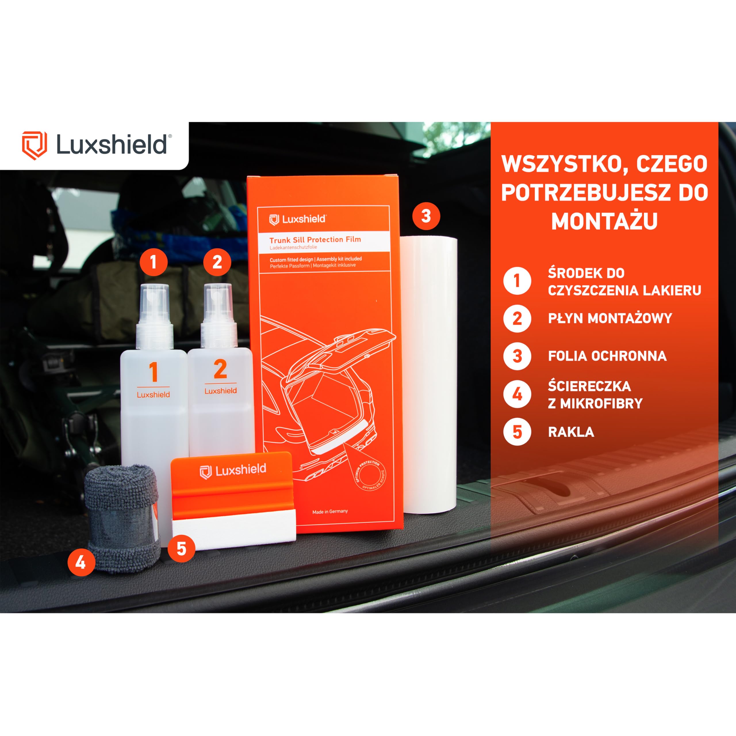 Luxshield folia ochronna na krawędź załadunkową Mercedes Benz GLC 2 X254 2022-2026 przezroczysty błyszczący
