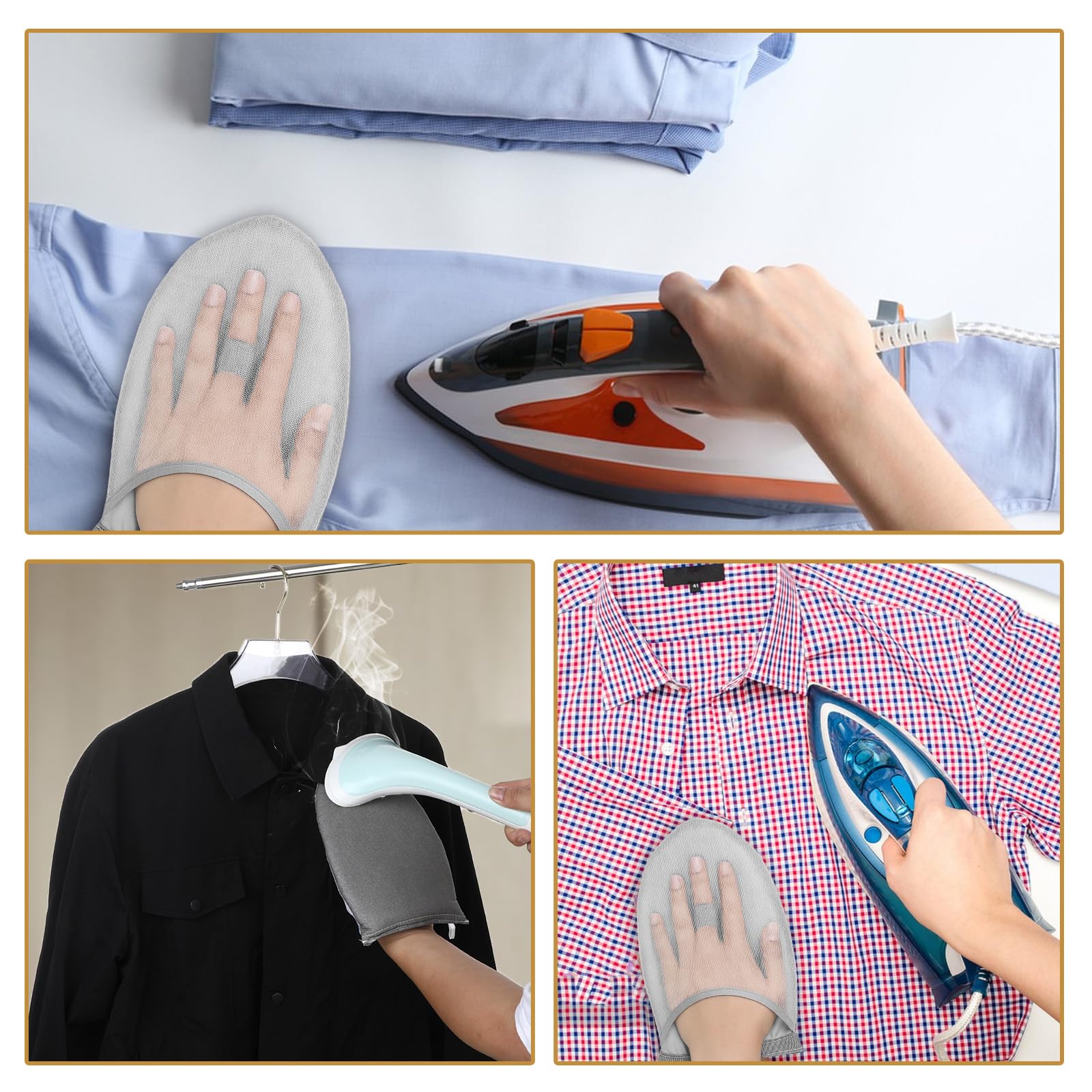 Guantes de planchado de vapor de ropa, guantes portátiles para máquina de vapor, resistentes al vapor y al calor, guantes de vapor de ropa, guantes de viaje de mano para tabla de planchar con lazo