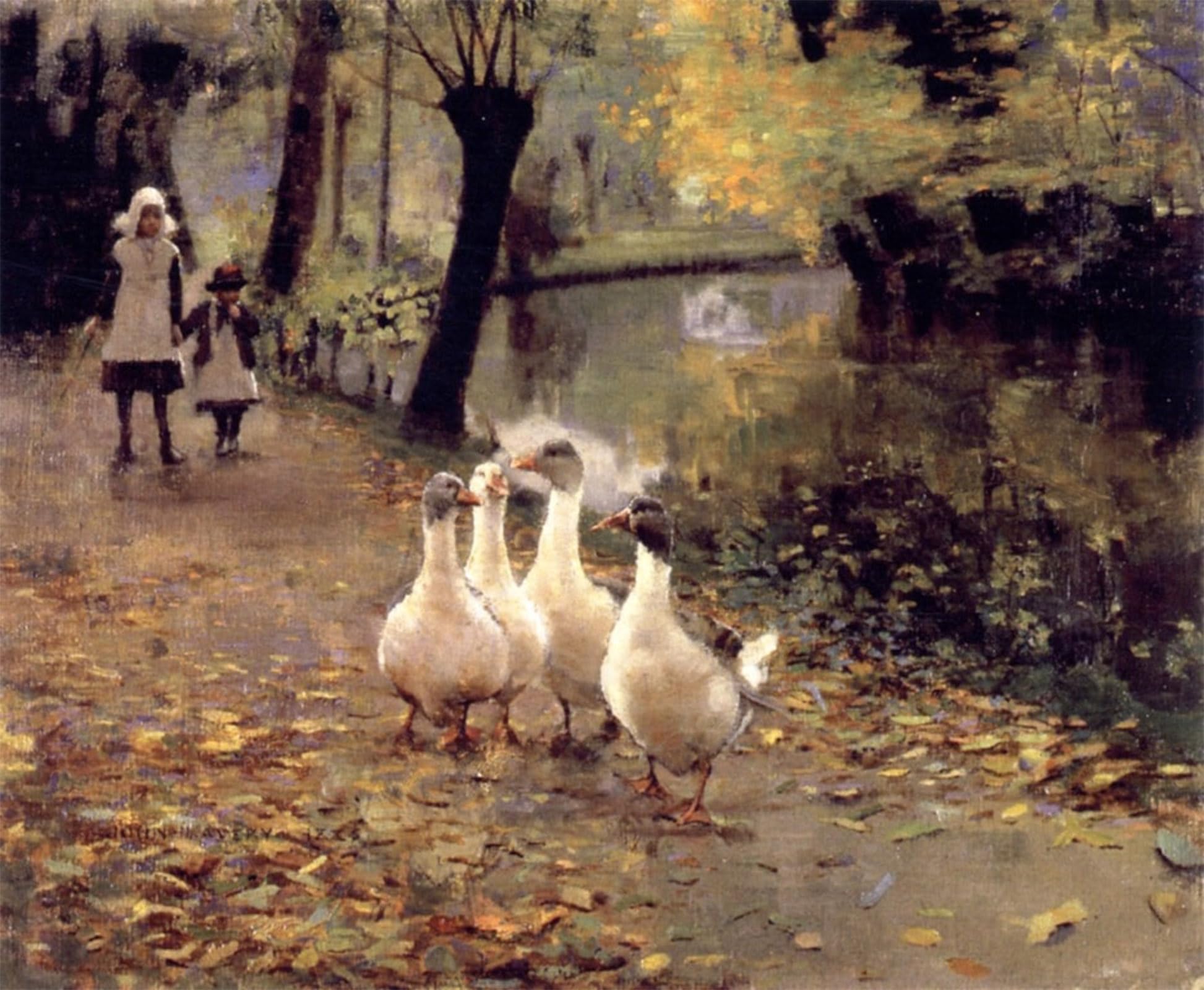 ARTXLXXBN Famous Painting Art Wall Decor Abstract Art Picture le Goose Girls John Lavery Animal Pictures for Home Decor 60x90cm