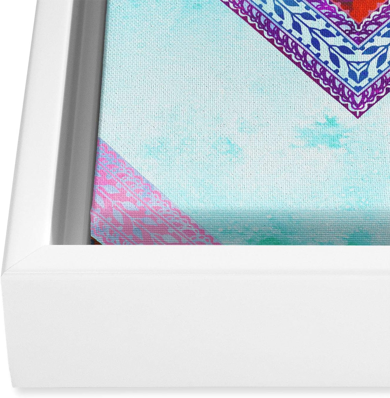 Deny Designs Schatzi Brown Boho Chevron 1B White Framed Art Canvas, 16" x 20", Blue