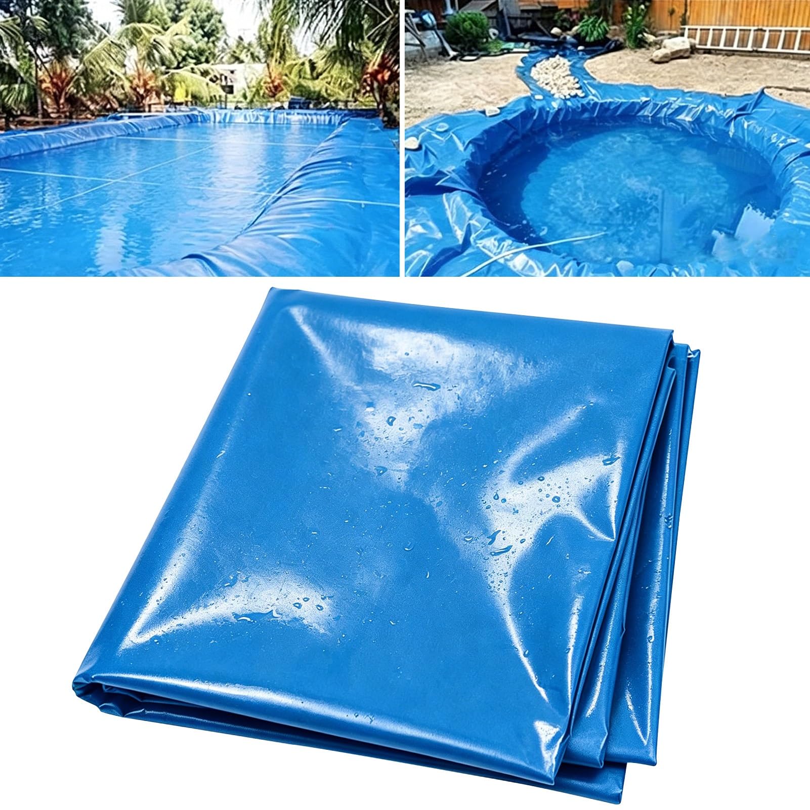 Hamankim Blue Waterproof Pond Liner 2x3m 3x4m 4x6m 5x8m Reinforced Underlay Fish Pool Tarpaulin Sealing Film Membrane for Outdoor Water Garden Features & Streams(10x15m(32.8x49.2ft))