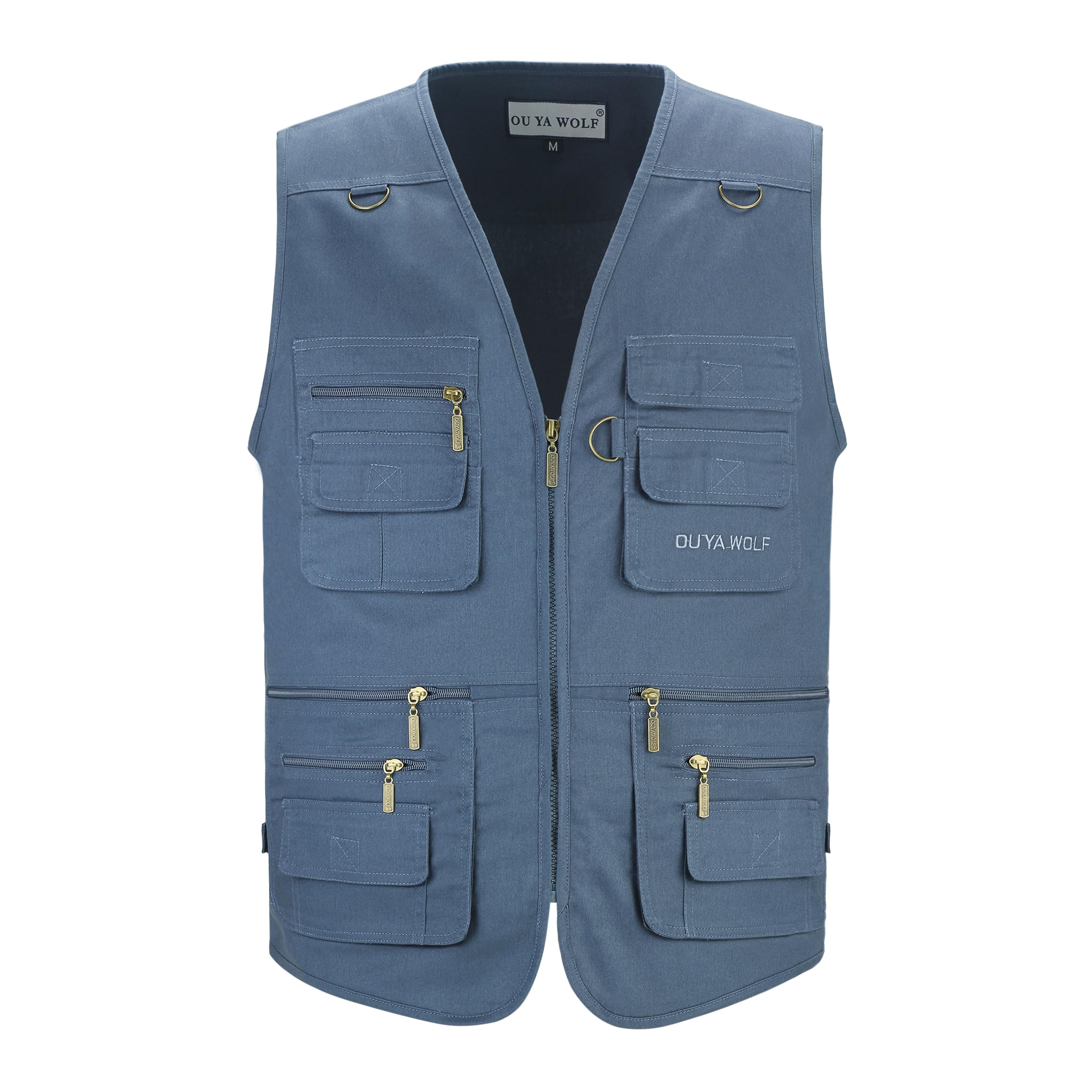OU YA WOLF Men's Utility Work Hunting Travel Fishing Multi-Pockets Outdoor Vests