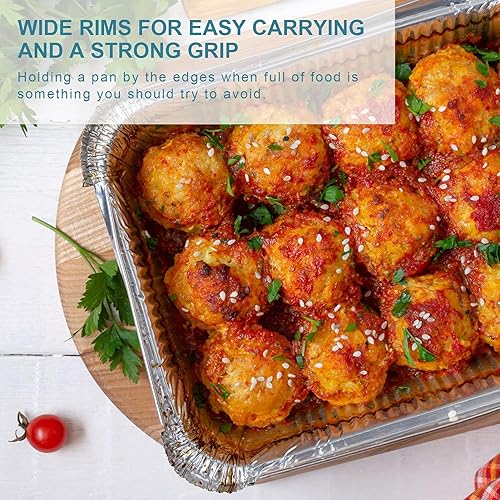 Miniatura 3 de National - Sartén de papel de aluminio de tamaño medio, 9 x 13, sartenes desechables de uso diario regular para hornear, asar, rozar, utensilios de