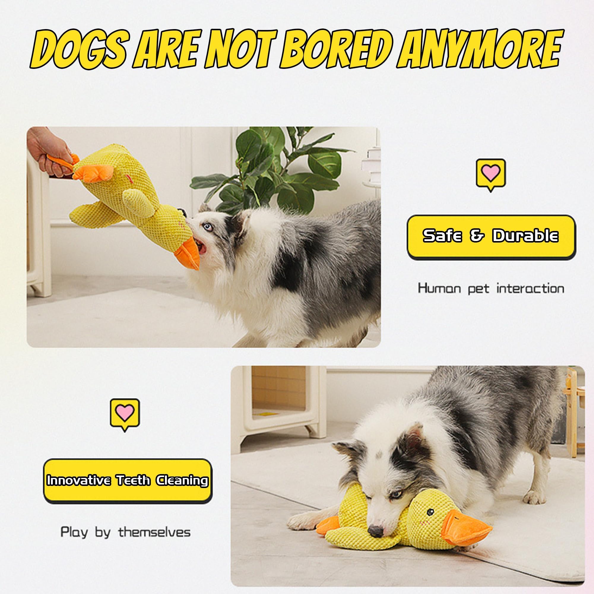Anti Stress Ente, Anti Stress Ente Hund, Anti Stress Ente Für Hunde, Hundespielzeug Ente, Beruhigungsente Für Hunde (Gelb+Rosa,L)