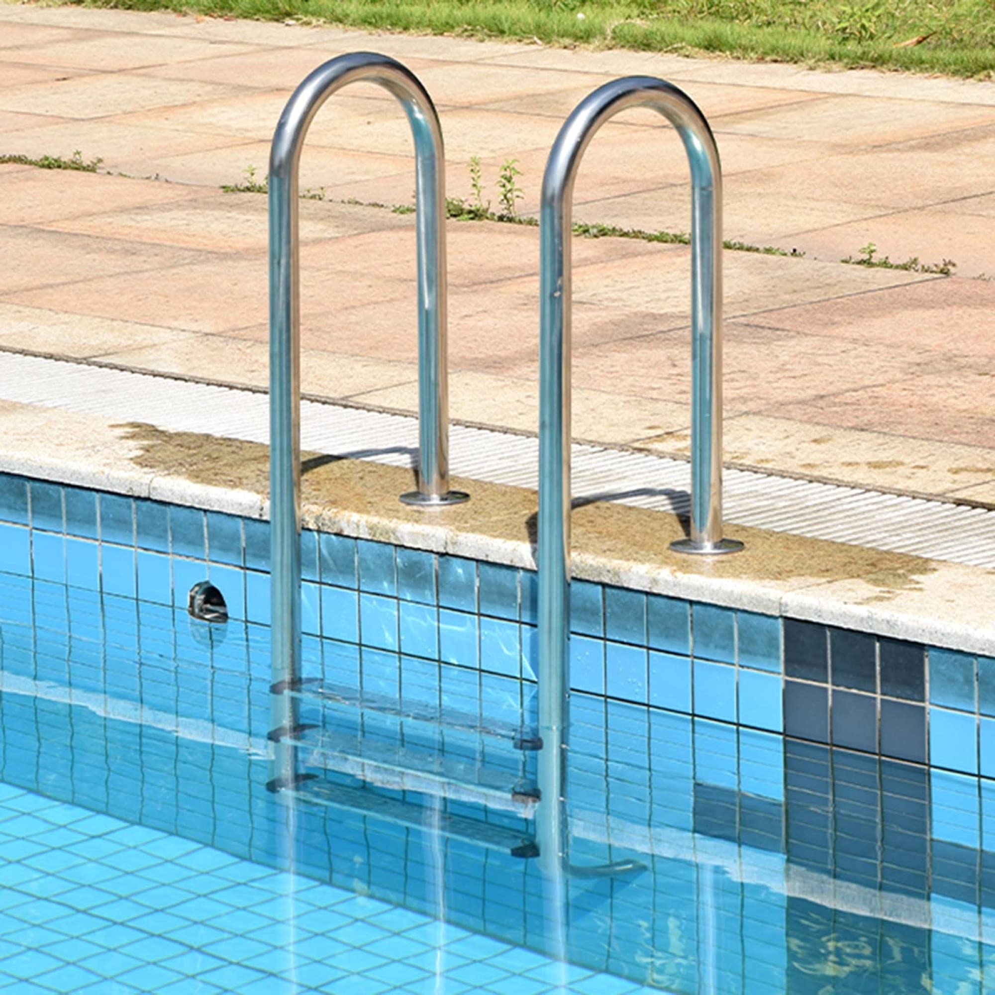 Échelle de Piscine SilteD, sans échelle d'escalade de Piscine intérieure et extérieure en Acier Inoxydable 304 pré-intégrée, échelle antidérapante à Source Chaude, avec 3 marches