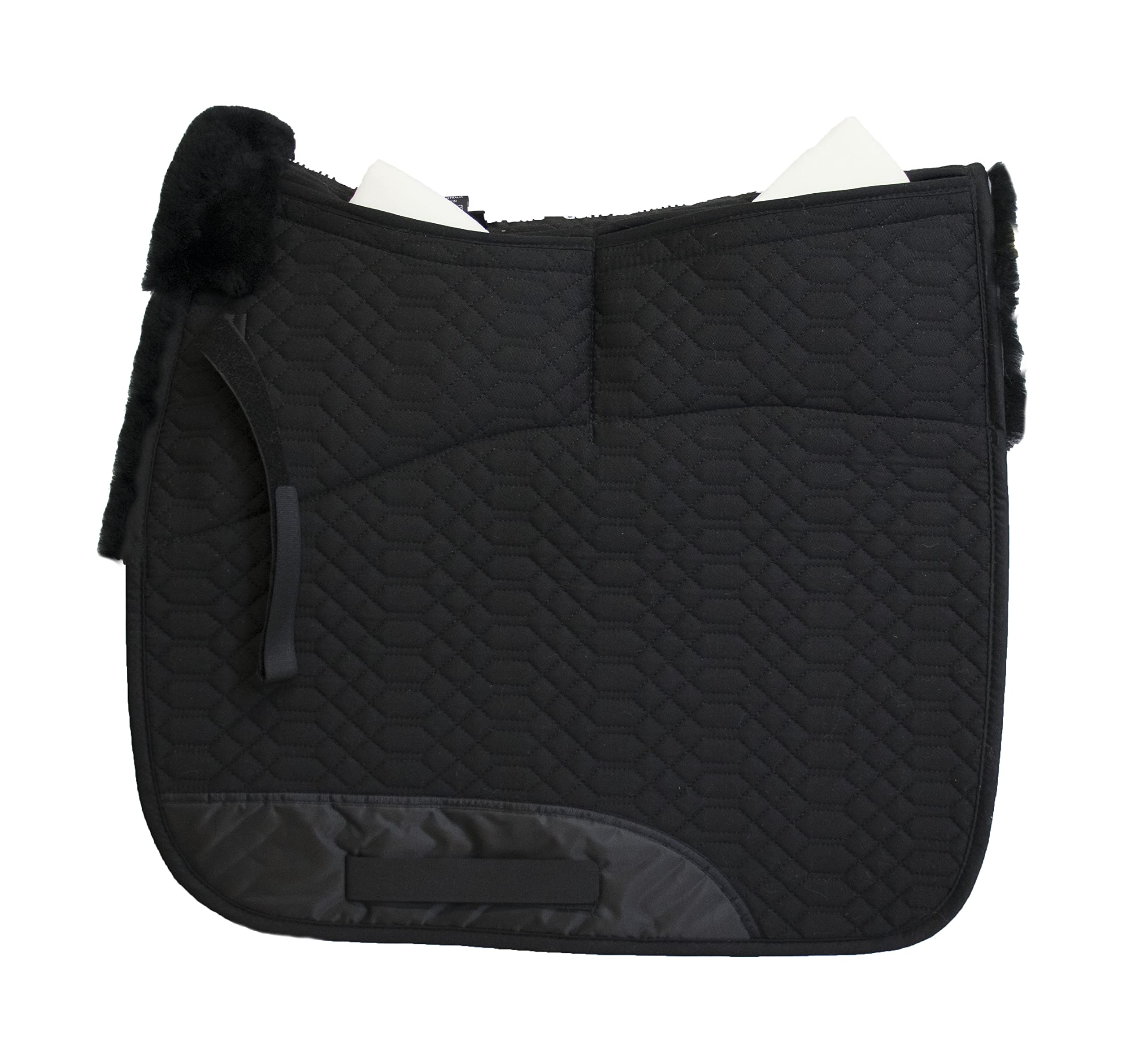 Engel Reitsport Schabracke Dressur Steppstoff Lammfell Sattelbereich Half Lined Fellkranz schwarz