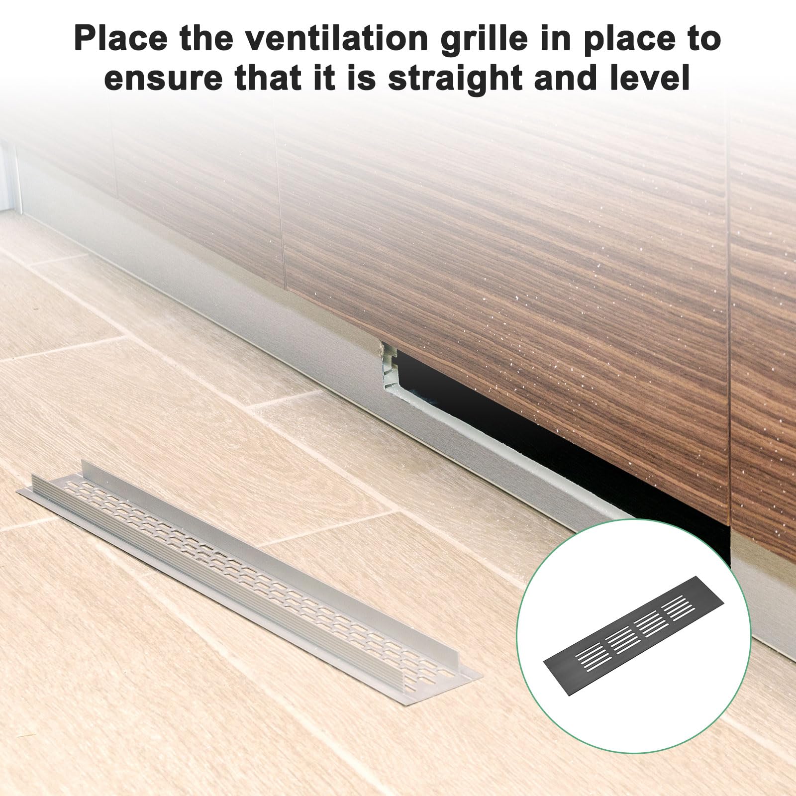 M METERXITY 2-Pack Door Vents for Interior Doors 8 x 2 Inch/ 200 x 50mm Aluminum Alloy Ventilation Grille for Cabinet/Wardrobe/Shoe Cabinet - Image 4