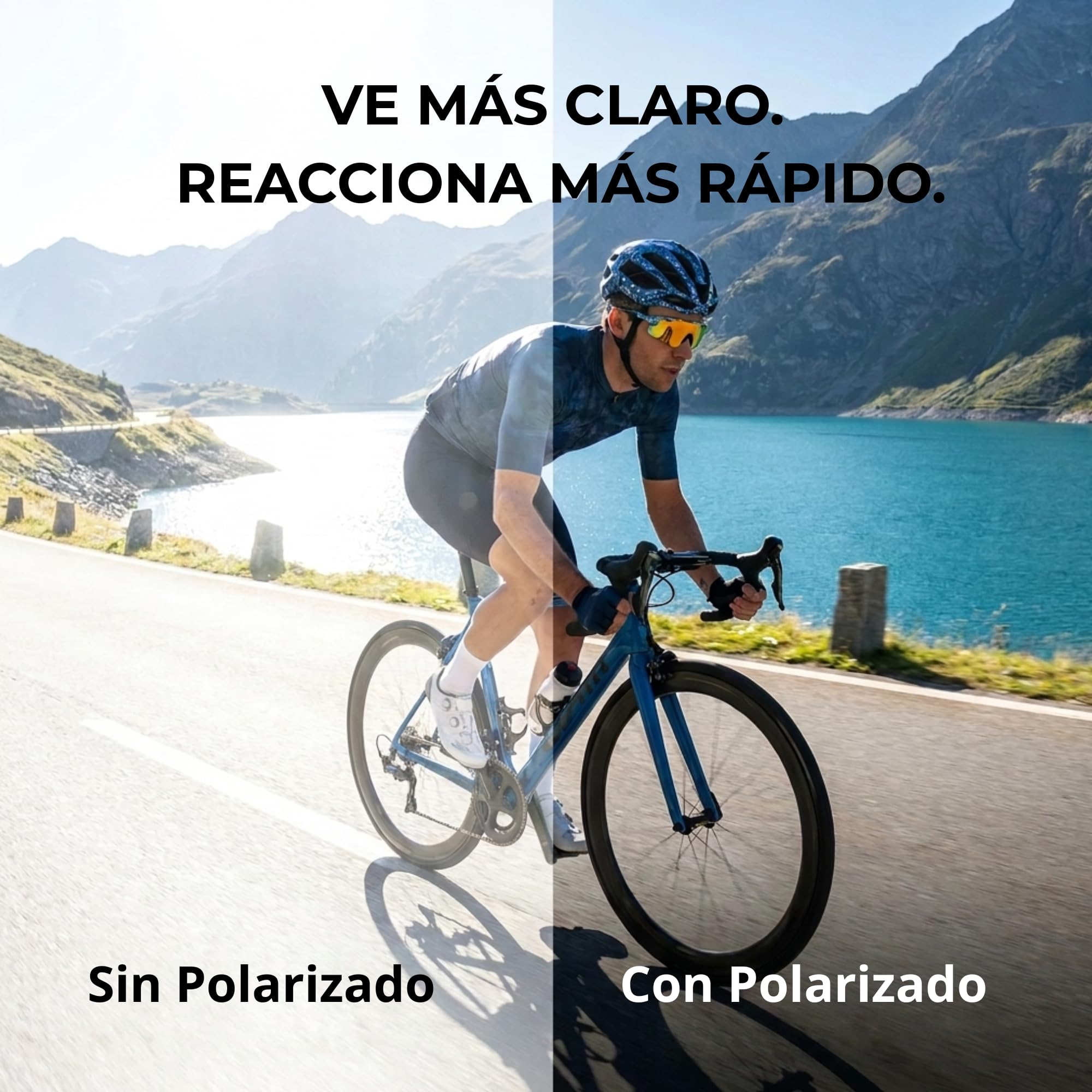 Gafas de Ciclismo Polarizadas Hombre y Mujer UV400 | Gafas Polarizadas Deportivas MTB Running Gravel con Lentes HD Antirreflejos | Gafas Deportivas Ultraligeras para Bicicleta Carretera y Montaña