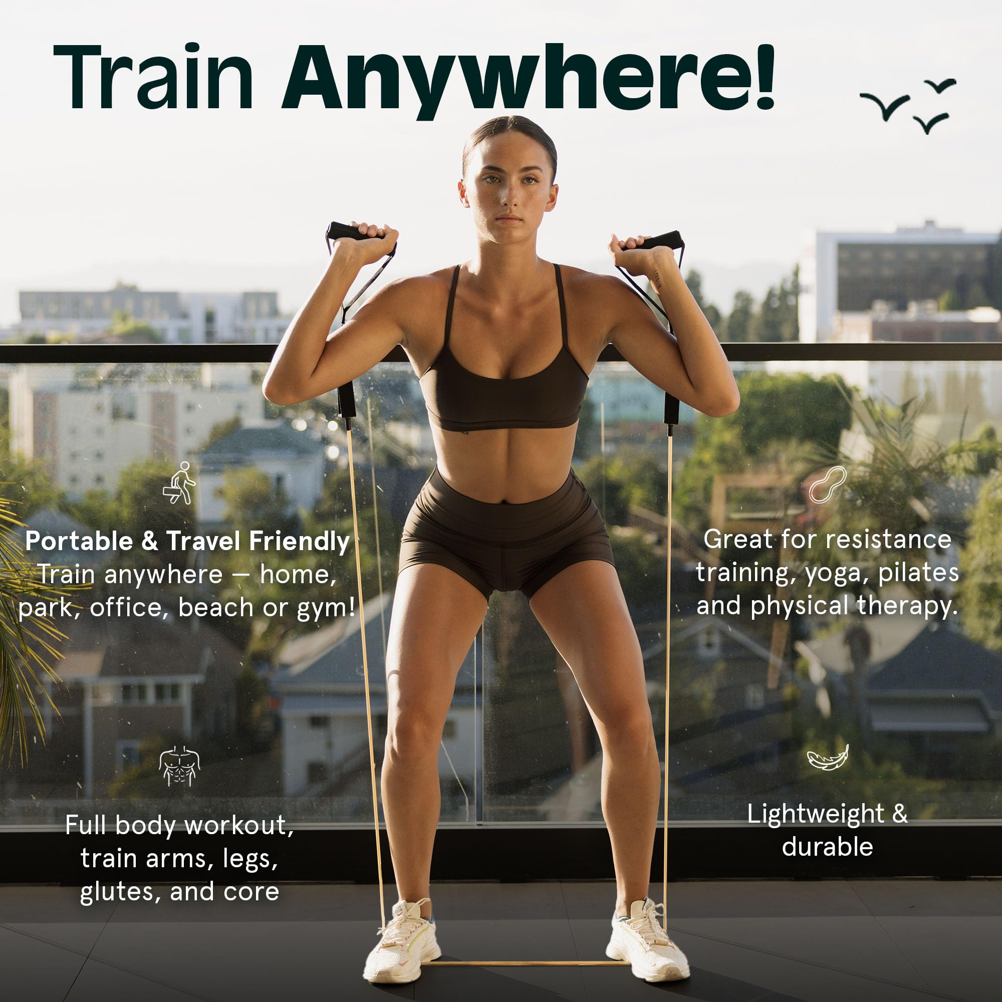 Retrospec Trainingsbänder mit Griffen, Türanker, Tragetasche für Damen und Herren, 5 Stück