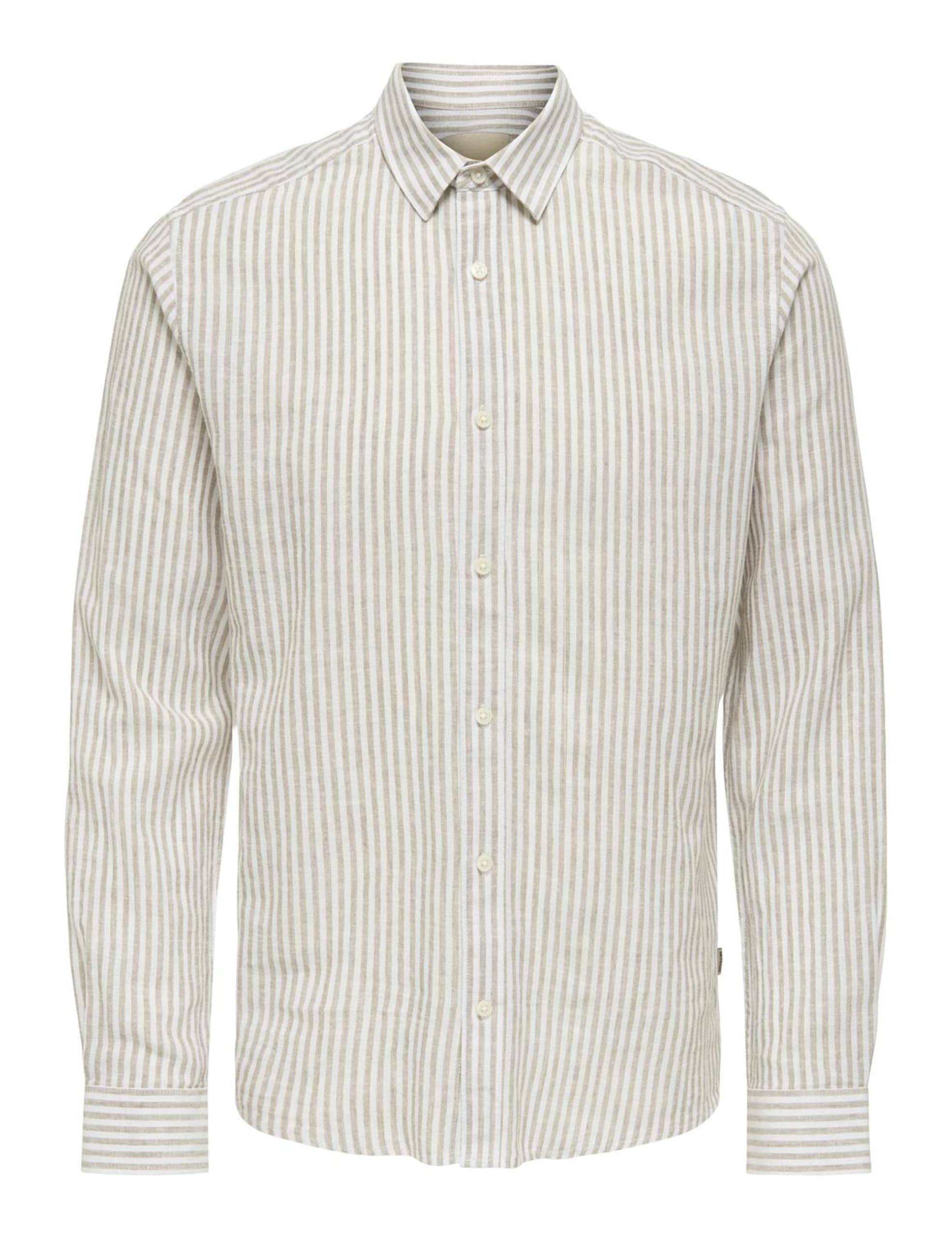 ONLY & SONS ONSCAIDEN LS Stripe Linen Shirt 660 Noos, Chinchilla, S