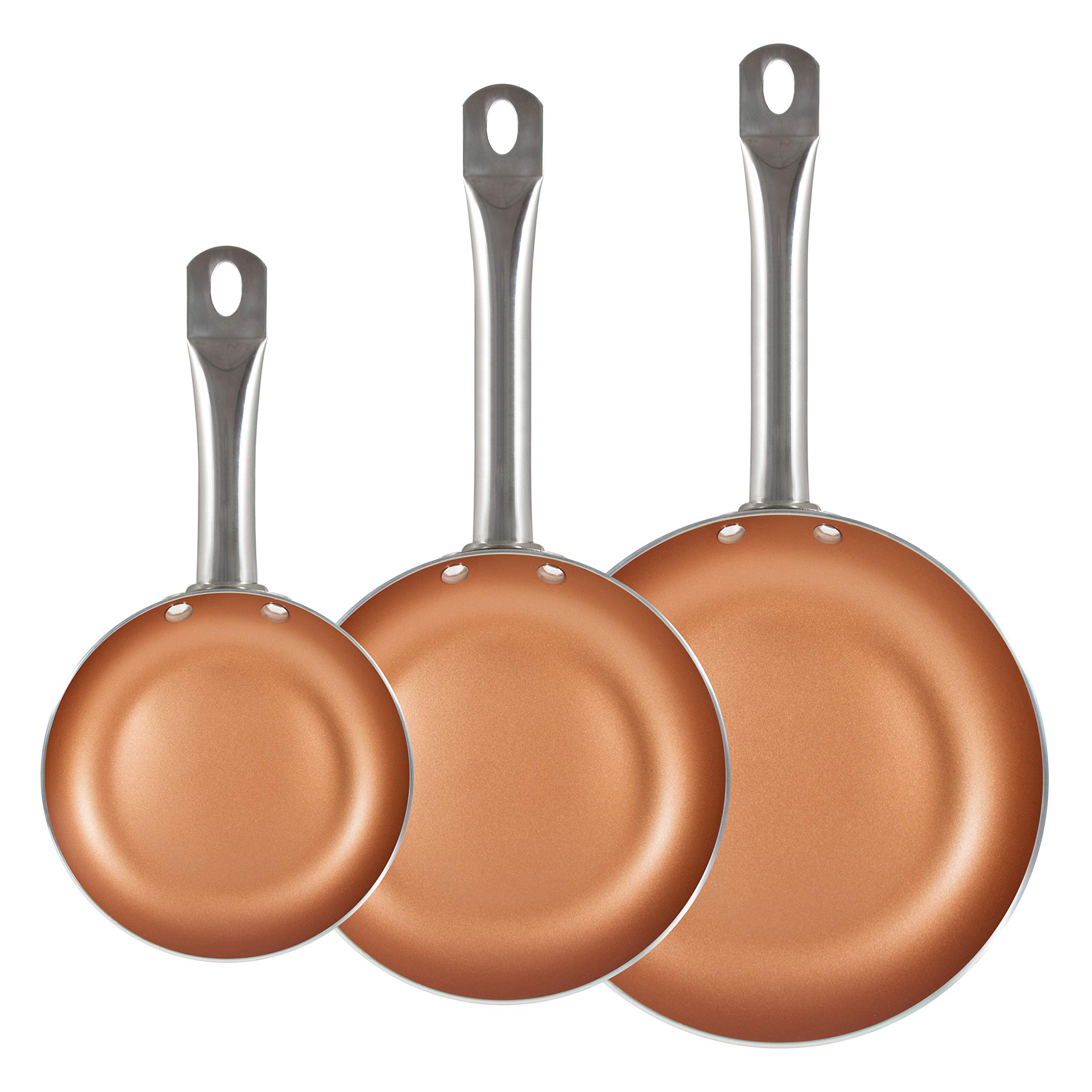 Bergner Europe Gmbh 2454140031 Lot de 3 poêles en Aluminium pressé Copper Plus 18, 22 et 26 cm Cuivre