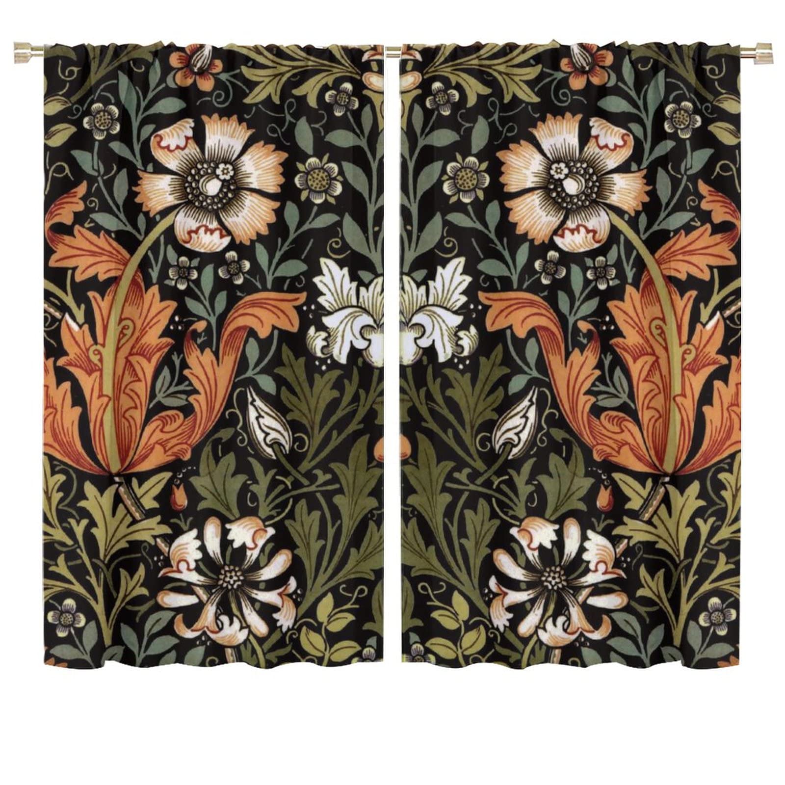 Extra Long Wildflower Curtain Flower Floral Vintage Botanical Accessories Herbs Plant Windows for Living Girl Room Bedroom Curtain Window Curtain 2 Panels 72x63in