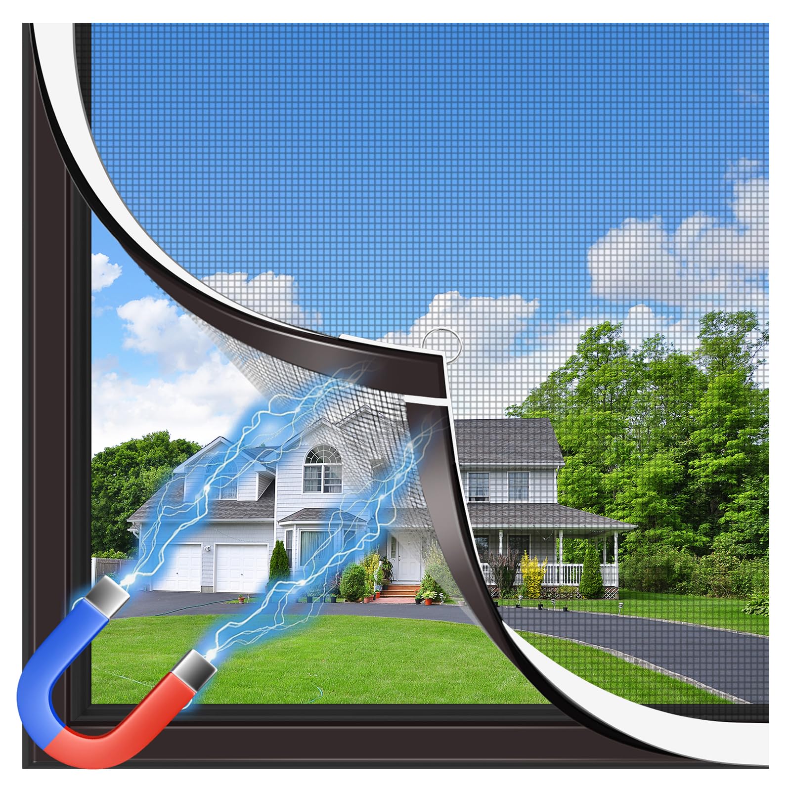 MLEJU Fliegengitter Fenster Magnet, Insektenschutz Magnetfenster, zuschneidbar bis 130 x 130 cm, ohne Bohren, einfache Montage, Magnetrahmen mit reißfestem Glasfasergewebe, weißer Rahmen, graues Netz