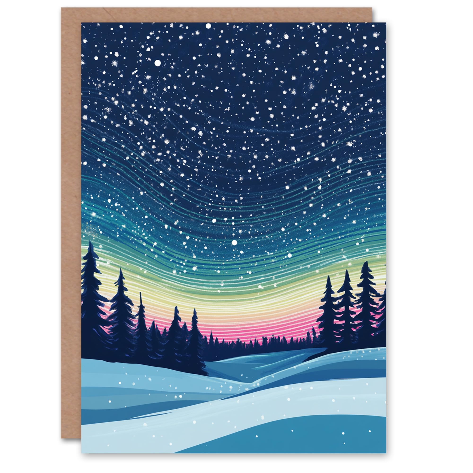 Artery8 Christmas Greeting Card - Arctic Forest Snowfall - Festive Xmas Card
