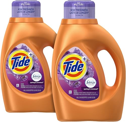 Tide Plus Febreze Freshness Detergente líquido para ropa - 46 oz - Spring & Renewal - 2 unidades