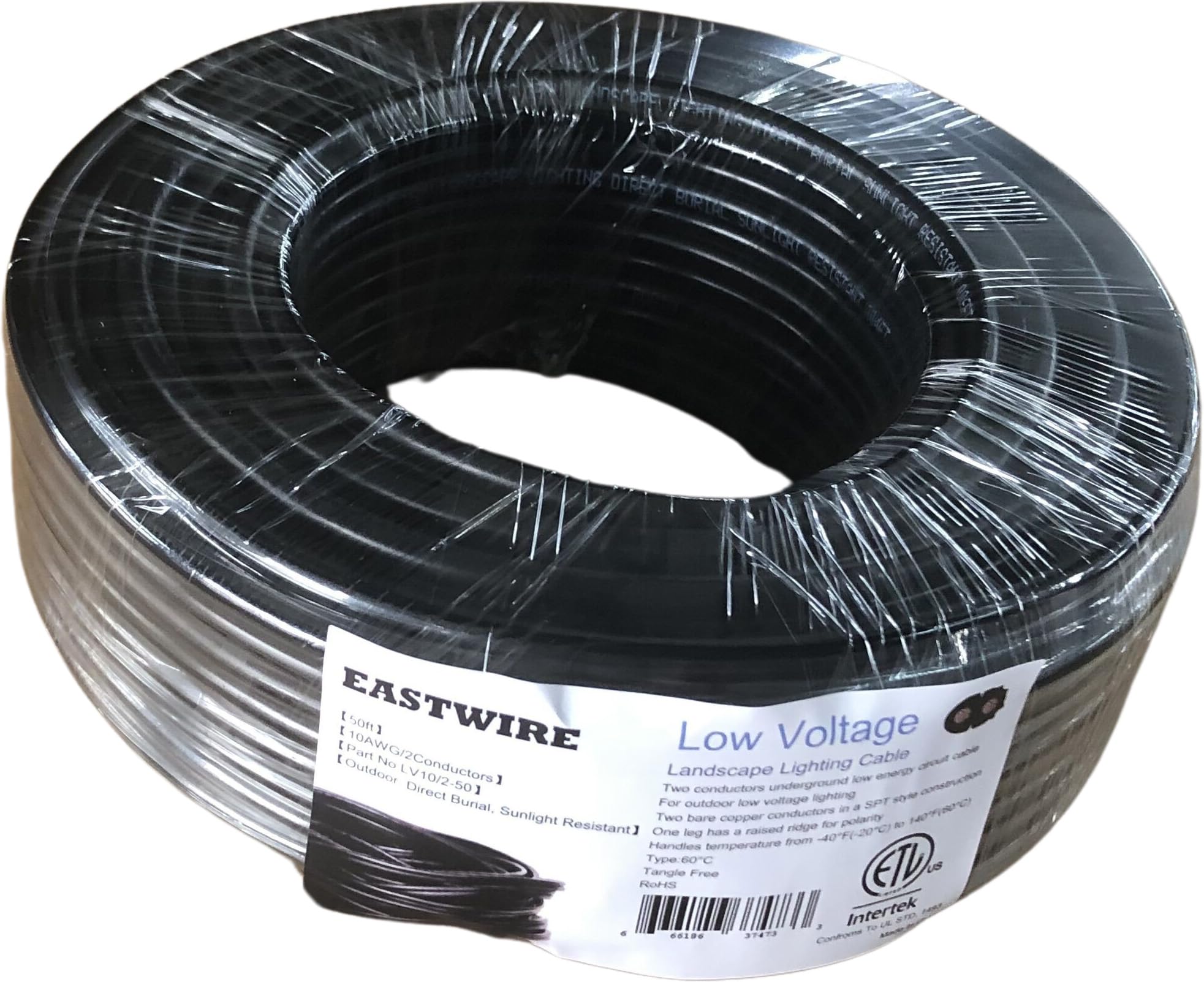 EASTWIRE 10/2 Low Voltage Landscape Lighting Wire - 10awg 2 Conductors Outdoor - Underground Low-Energy Circuit Cable, Lighting Cable, Waterproof,