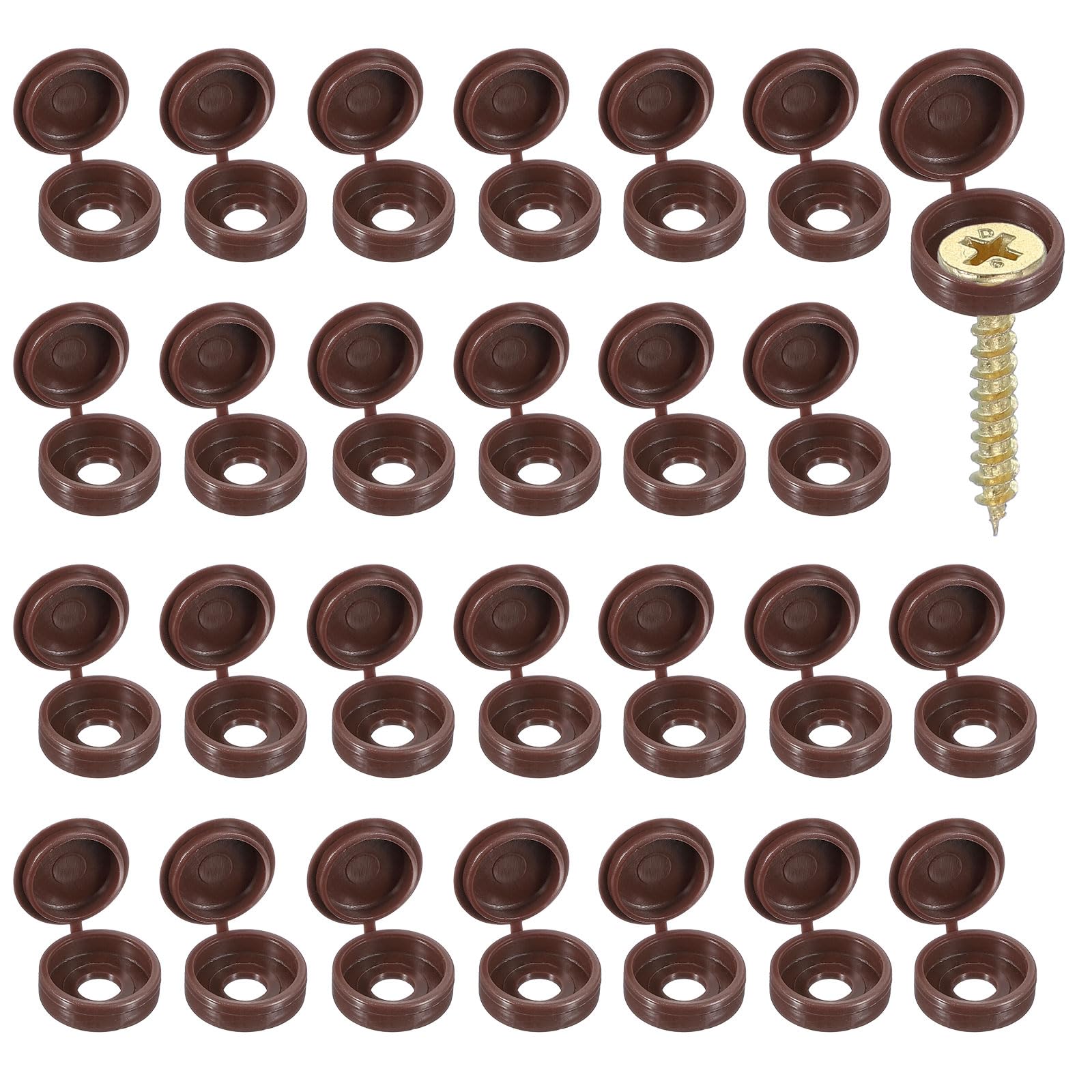 YELARXI Screw Snap Covers, M6 Plastic Hinged Screw Cover Caps Shutter Screws Fold Snap Washer - Fitting for (Windows/Railings/Home Furniture/Cabinets), 6mm & 120 Pack & Coffee