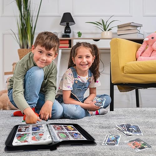 Miniatura 7 de Carpeta de tarjetas de fútbol con 400 bolsillos con mangas, piel sintética de alta calidad, bolsillos transparentes, adecuada para tarjetas