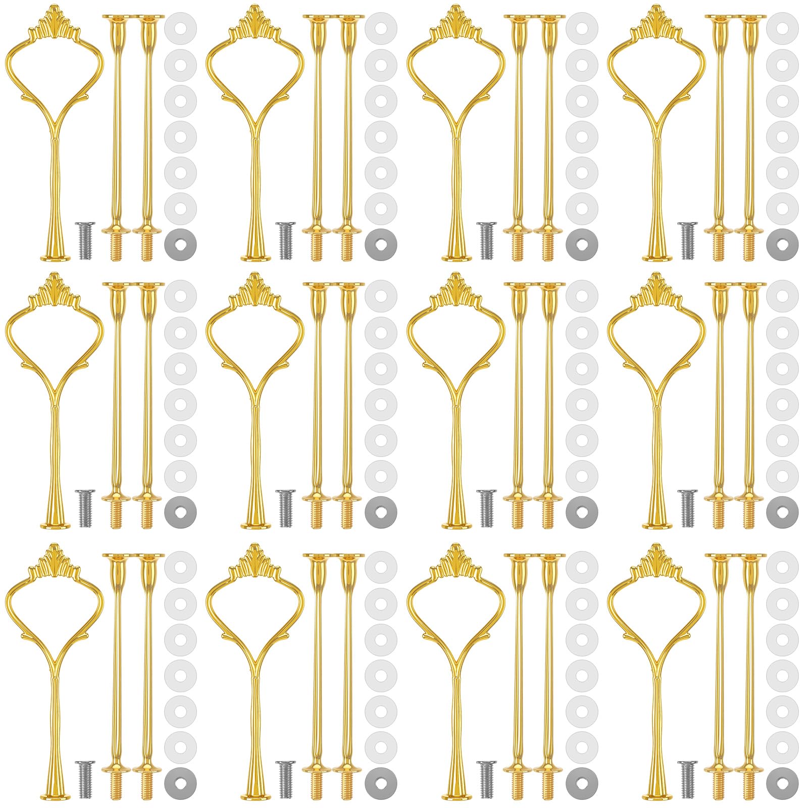 Patelai 12 Sets 3 Tiered Tray Hardware Kit,Simple,Gold