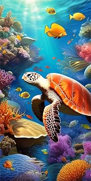 Underwater World Diamond Painting DIY Diamond Art Kits for Adults Full Drill Gem Art Embroidery Kit Diamond Paint by Number for Adults Canvas Kits Diamond Art Supplies for Home Wall Decor36x72in-2S