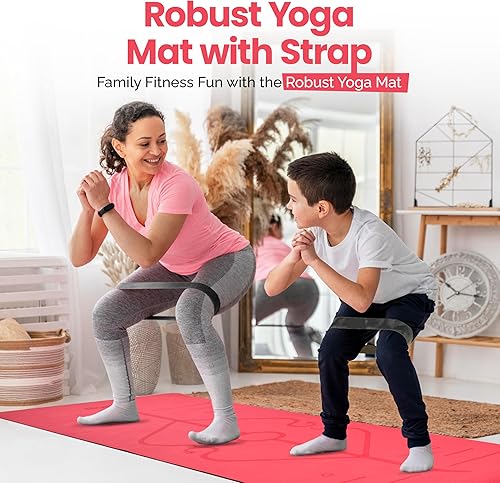 Miniatura 7 de Robust Tapete de yoga antideslizante con correa, tapete de entrenamiento ecológico de TPE de 14 de pulgada de grosor para yoga con líneas de