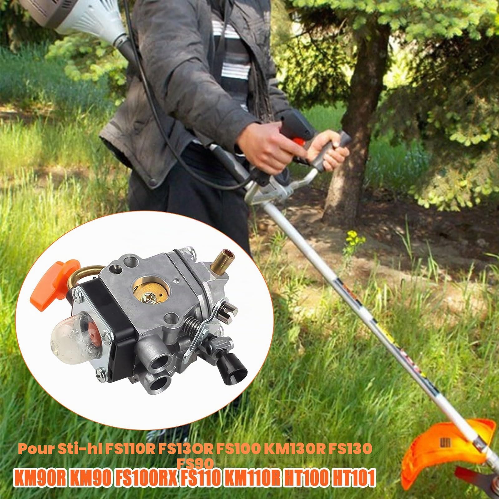Carburateur FS90R C1Q-S174, Carburateur pour Stihl FS87 FS90 FS100 FS110R KM90 KM90R KM110R KM130R HT100 HT101 avec kit de réglage