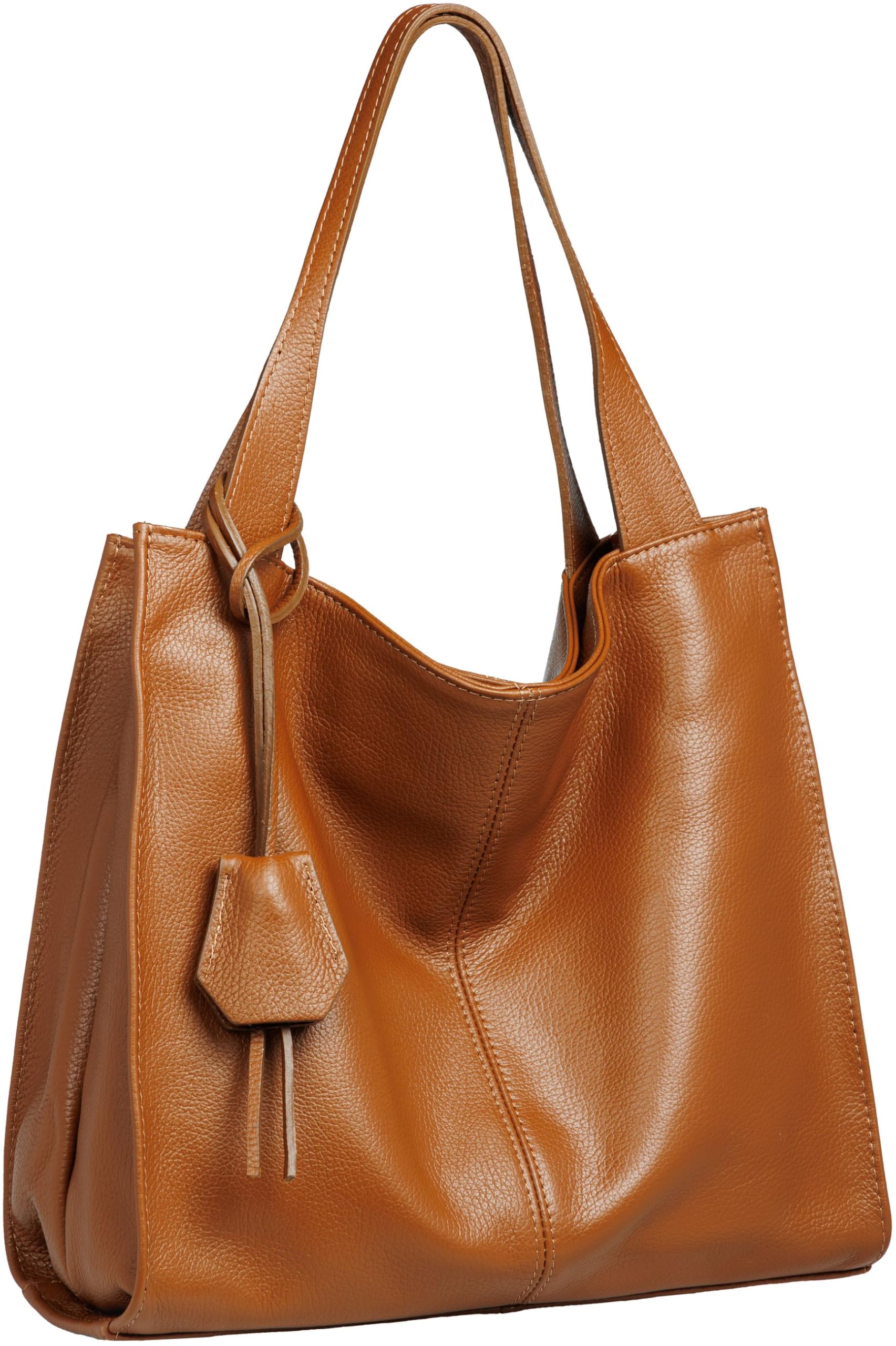 Caspar Große Damen Leder Schultertasche XL Shopper mit praktischer Innenaufteilung - PREMIUM LINE - Modell No.832 - Made in Italy