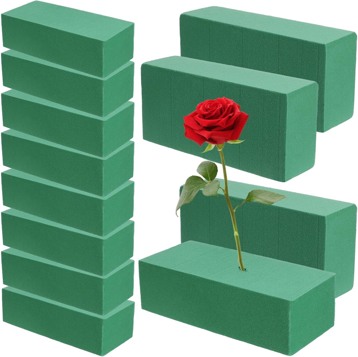Tofficu Floral Foam Blocks 12 Pcs Absorbent Flower Mud Wet and Dry Floral Bricks for Fresh and Artificial Flowers 8.85 X 4.09 X 2.59 Inches Florist Supplies for Wedding Home Party Decoration