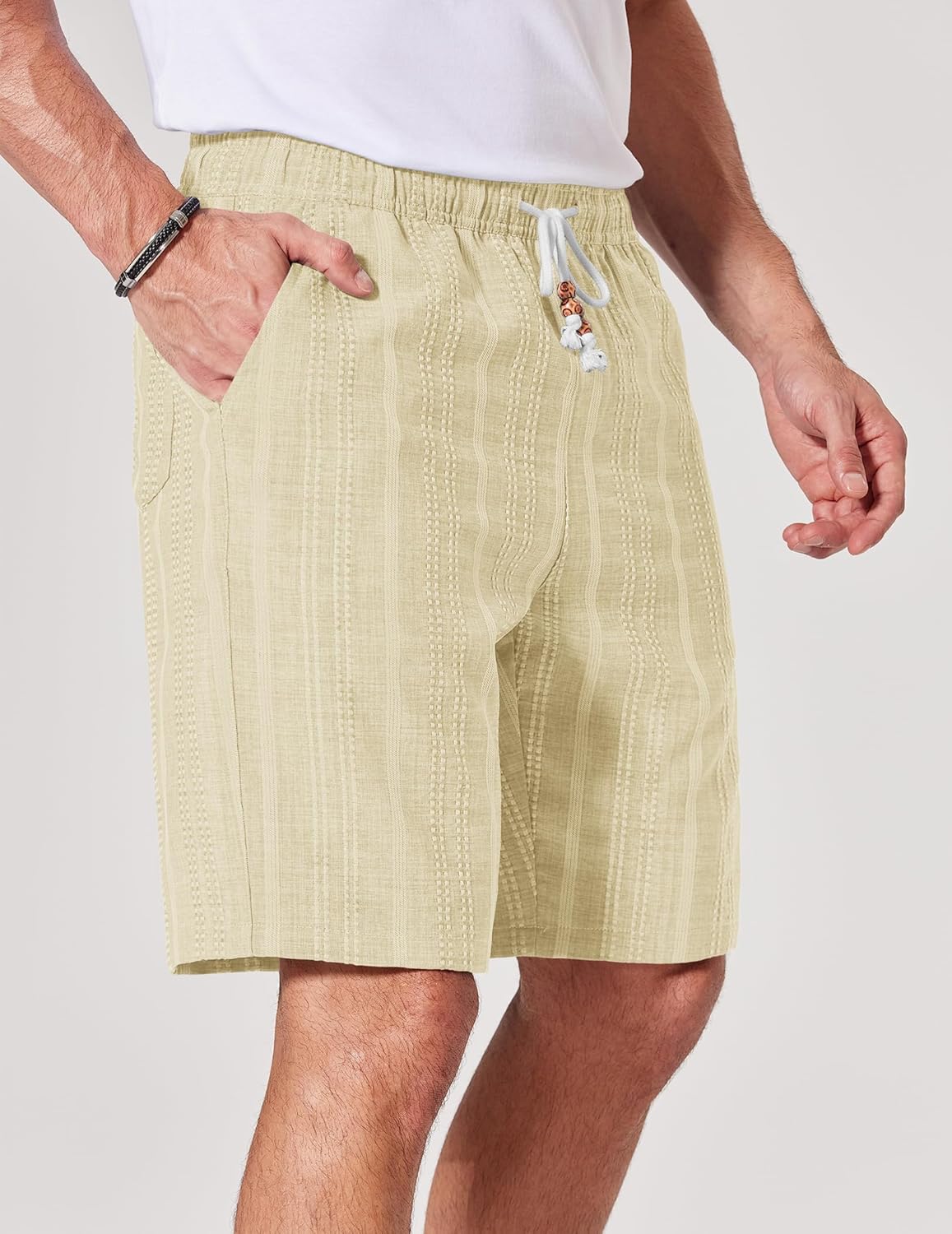 COOFANDY Mens Casual Shorts 9" Summer Beach Shorts Drawstring Elastic Waist Shorts with Pockets - Image 2