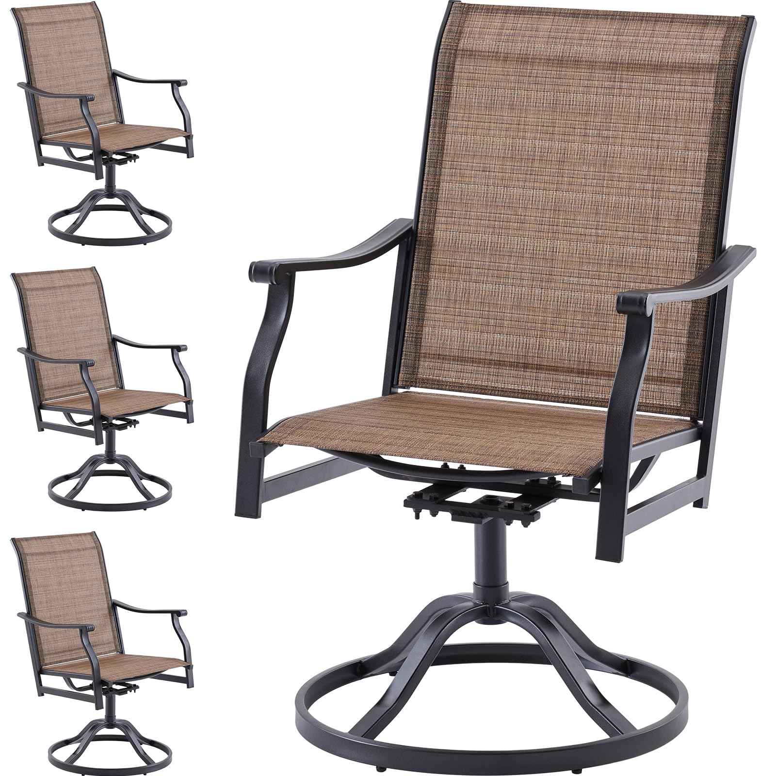 Soohow Outdoor Dining Chairs Set of 4, 360°Swivel Patio Dining Chair with Textilene Fabric, Outdoor Metal Armchair All Weather Resistant, Ergonomic