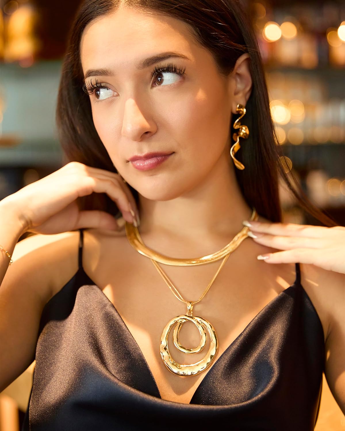 BCBG Gold-Tone Hoop and Drop Earrings for Women, Elegant Mother's Day Earrings for Women, Modern Jewelry