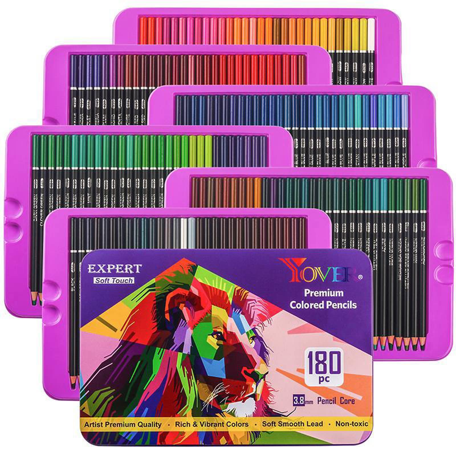 Künstlerbedarf, 180 Buntstifte-Set mit Farbnummer, 3,8 mm weicher Kern auf Ölbasis, professioneller Künstlerbedarf für Künstler, Lehrer, Studenten, Teenager, Geschenke in Blechbox