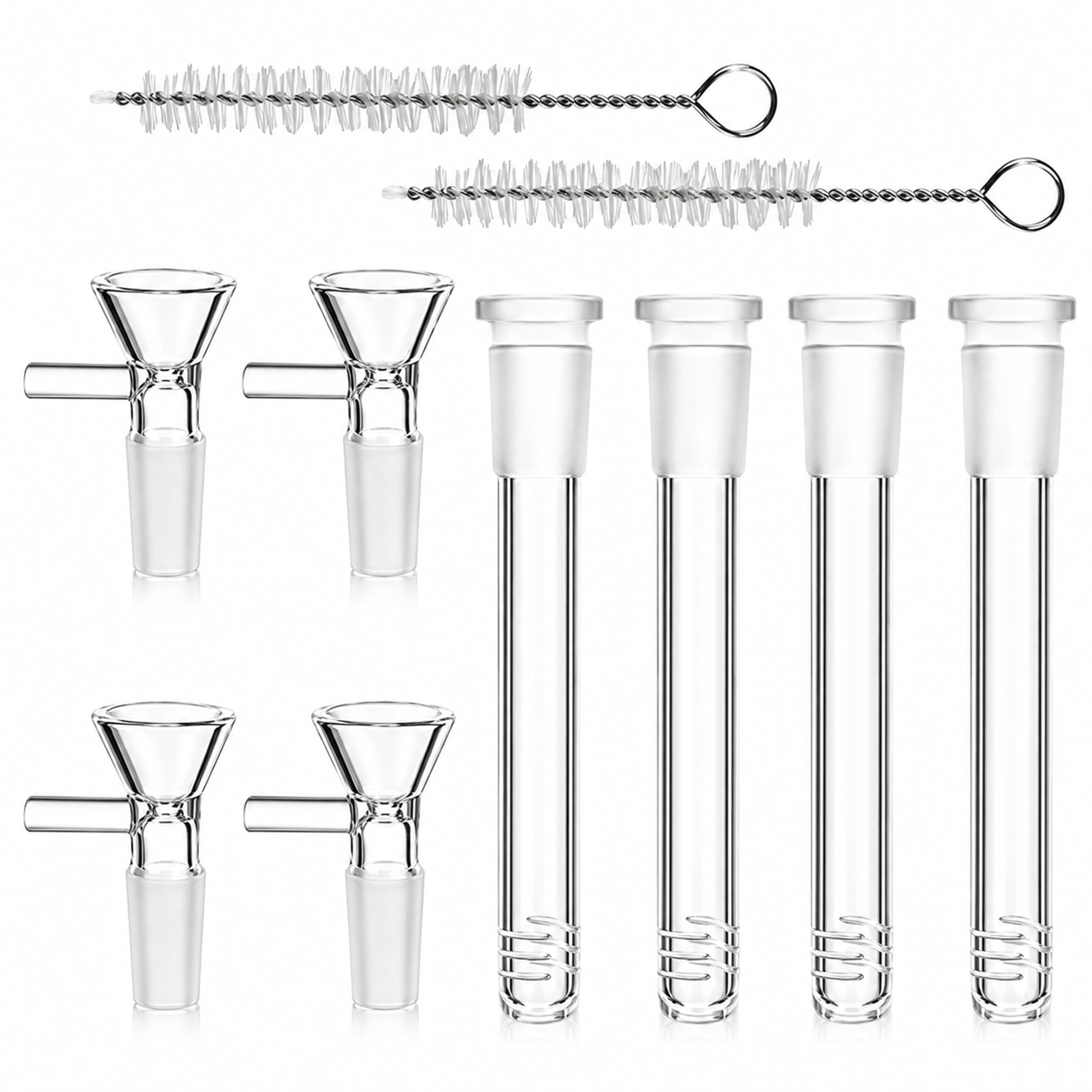 Set di 8 imbuti in vetro borosilicato, imbuti in vetro da laboratorio, imbuto trasparente a stelo lungo per trasferimento di liquidi e materiali
