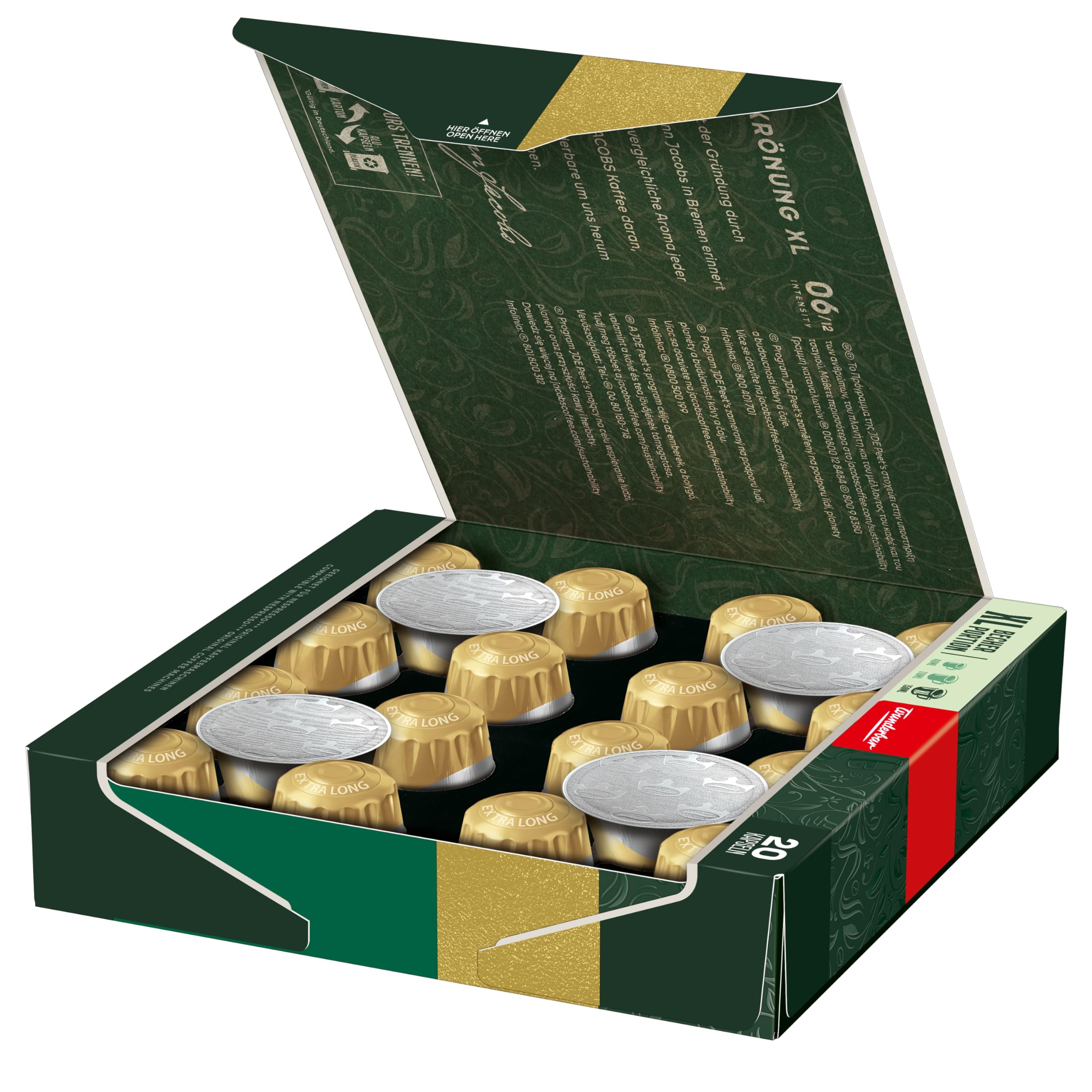 Jacobs Kaffeekapseln Krönung Crema XL, 200 Nespresso®* kompatible Kapseln, 10 x 20 Getränke