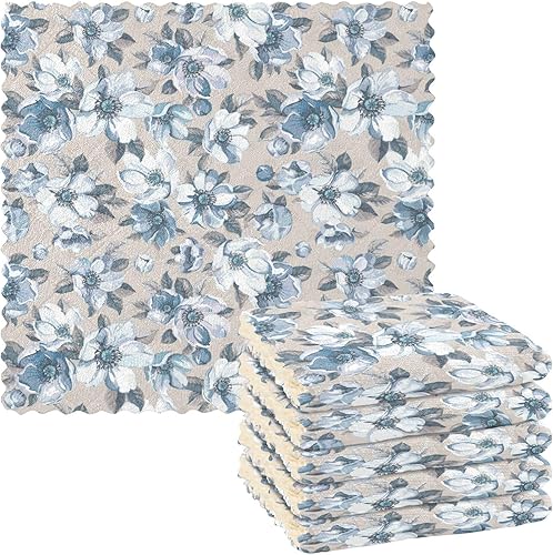 Vintage Blossoming Flowers 6 Pack Quick Dry Microfiber Cleaning Cloths Decor Cotton Dish Tea Towels Reusable for Restaurant Table